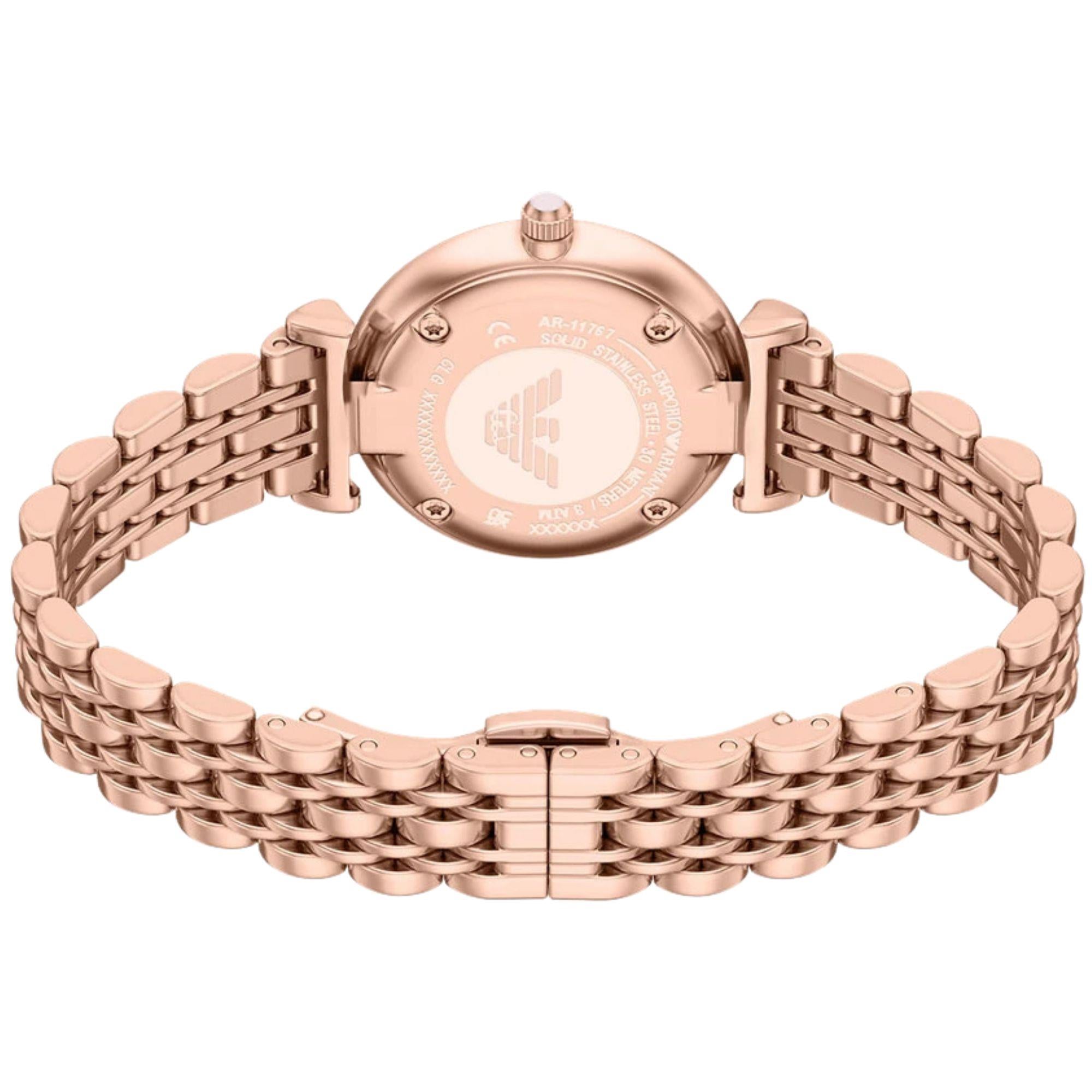 Emporio Armani Light Pink Sunray Dial Steel Strap Women's Watch AR11767