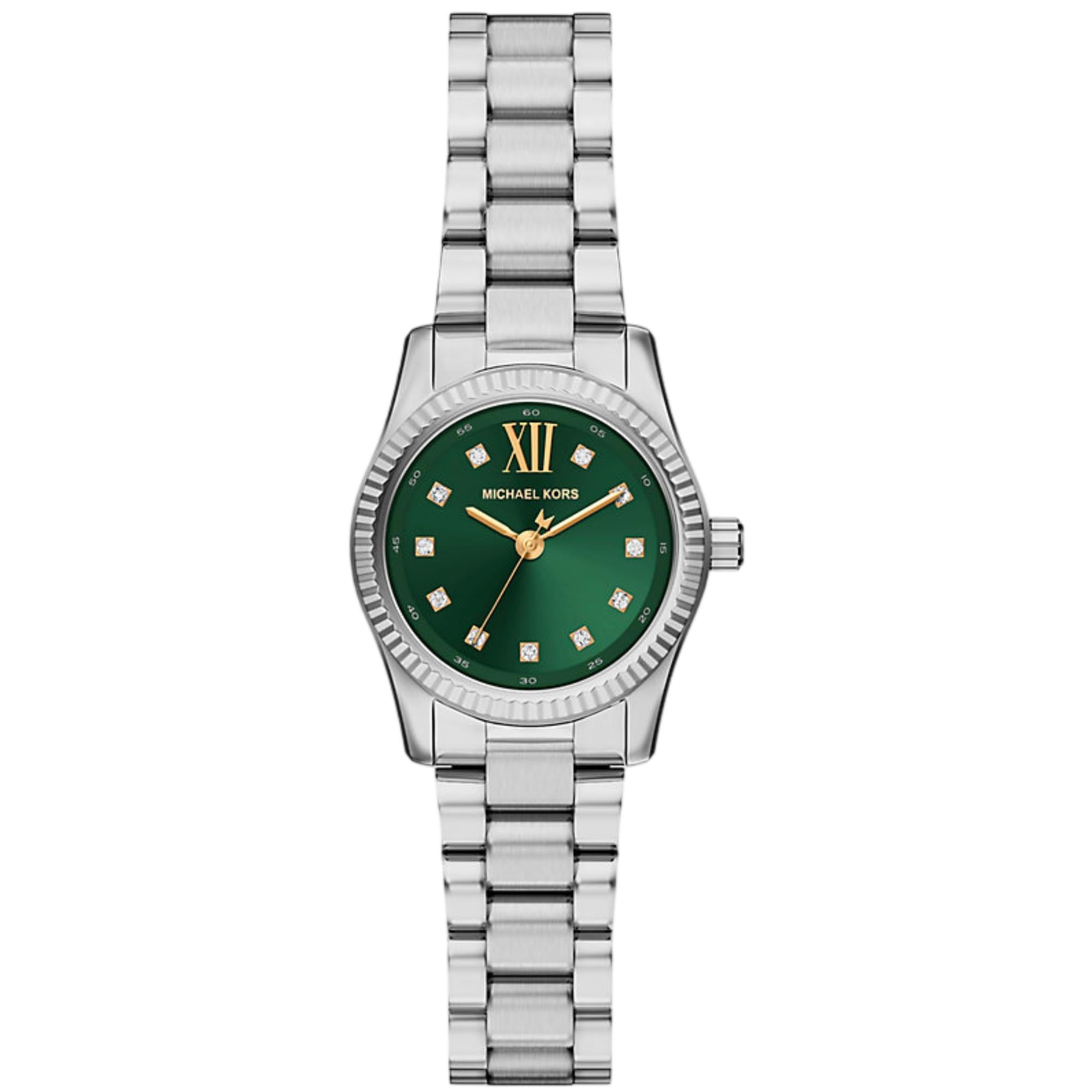 Michael Kors Petite Lexington Green Dial Steel Strap Women's Watch MK7580