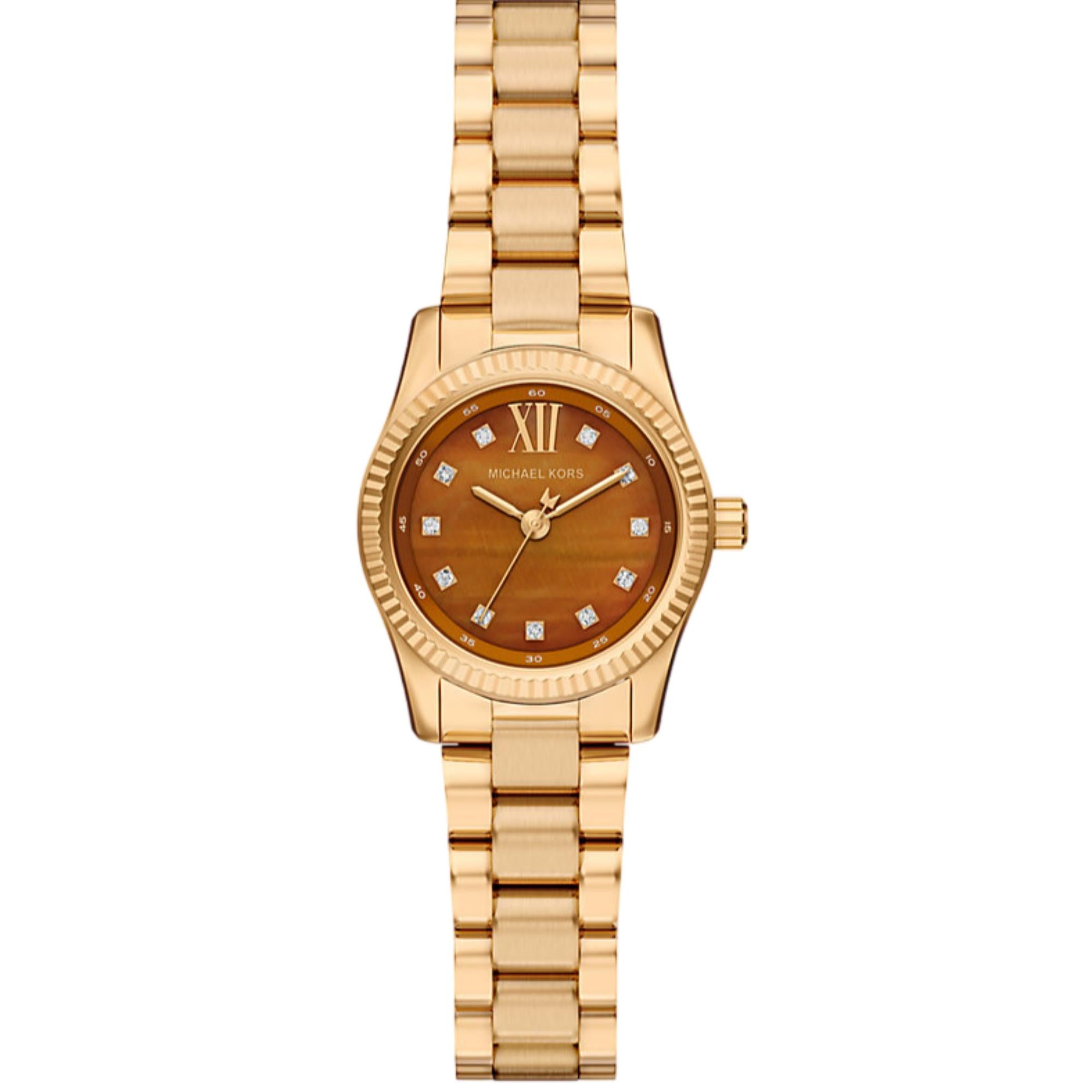 Michael Kors Lexington 26mm Brown Dial Steel Ladies Quartz Watch MK7578