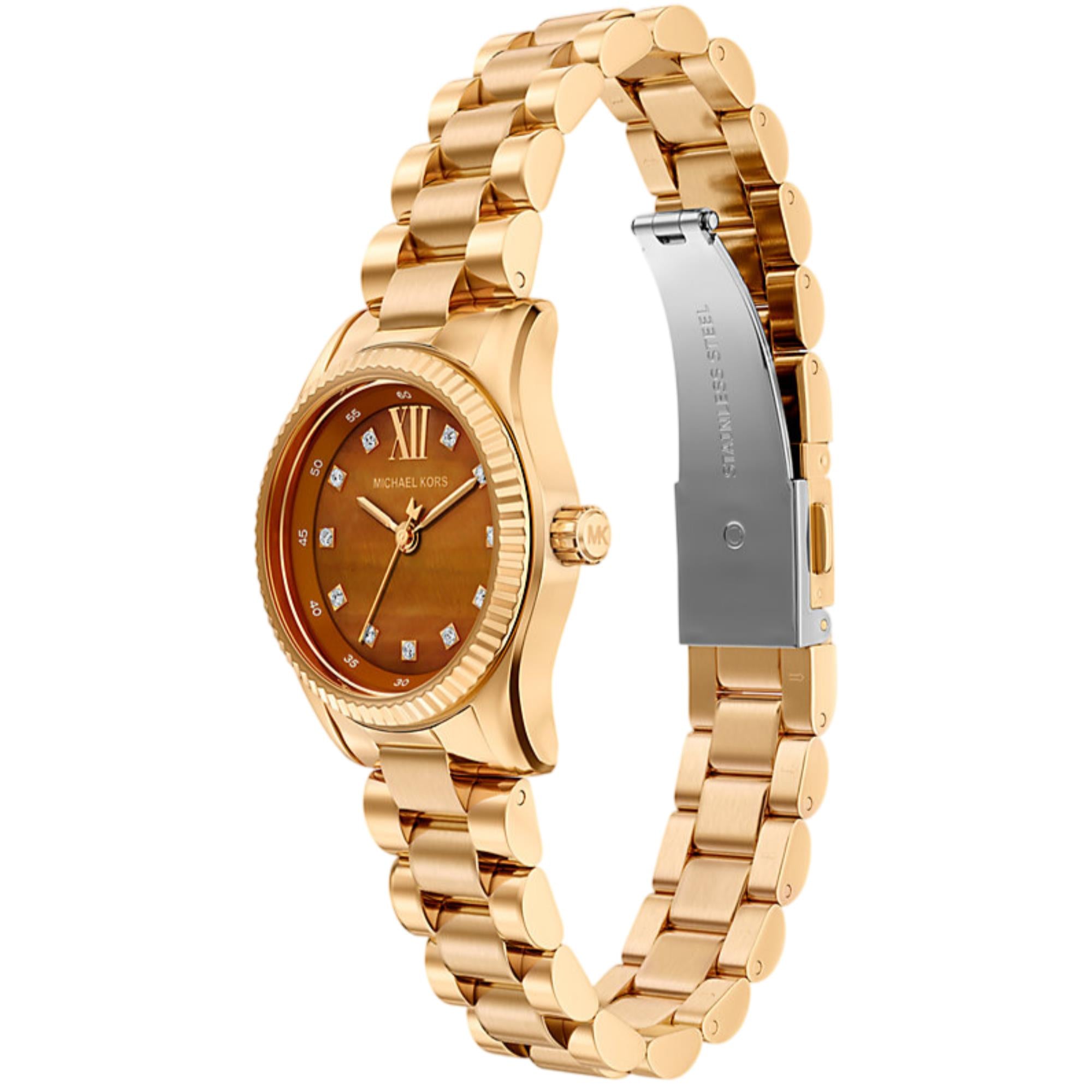 Michael Kors Lexington 26mm Brown Dial Steel Ladies Quartz Watch MK7578