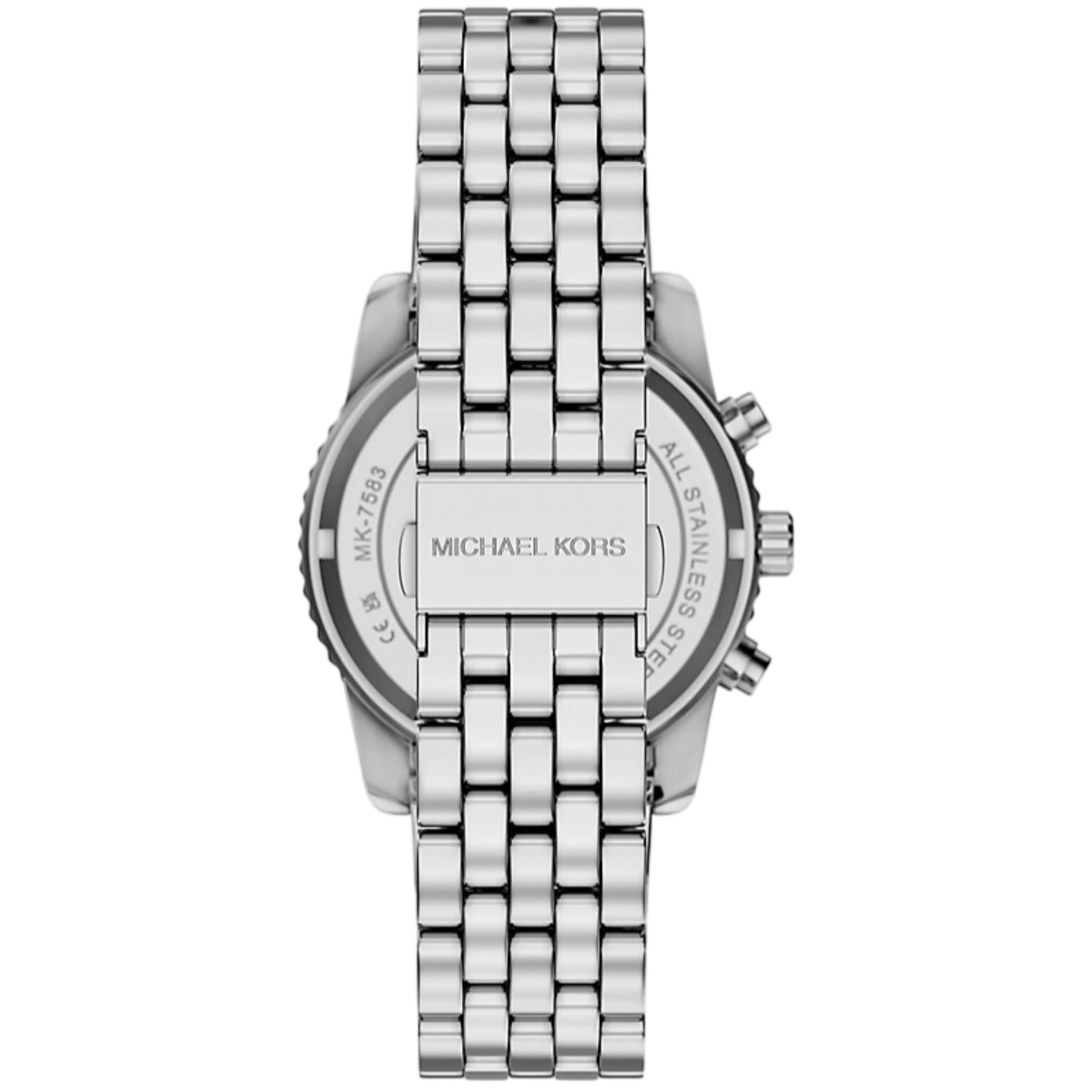 Michael Kors Bryant Pave Chronograph Green Dial Steel Strap Women's Watch MK7583