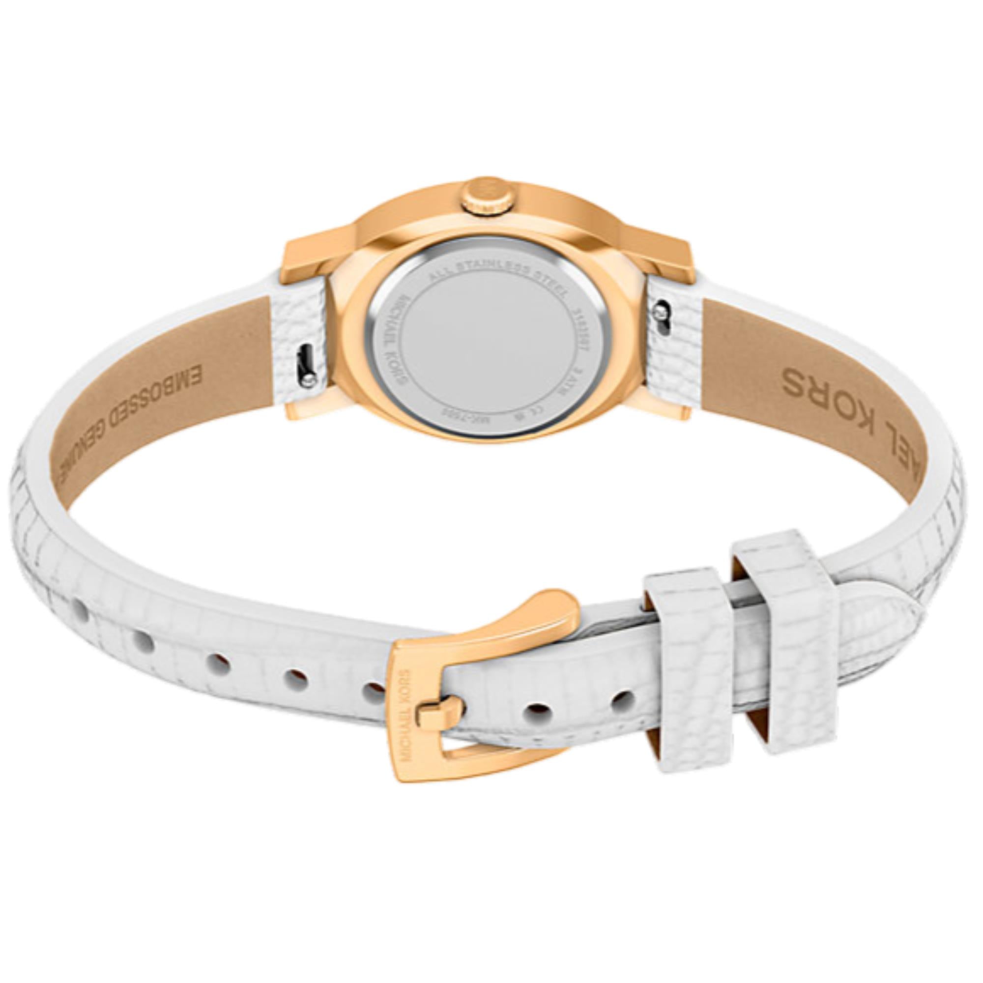 Michael Kors Petite Maude White Dial Embossed Leather Strap Women's Watch MK7586