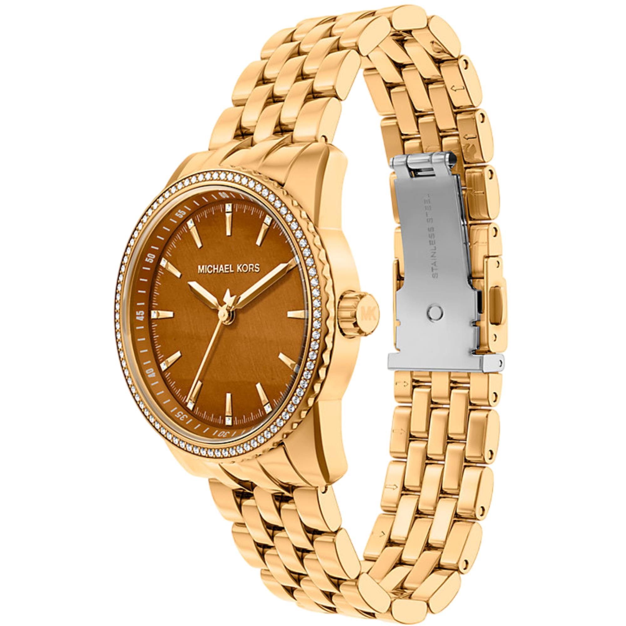 Michael Kors Bryant 35mm Brown Dial Steel Ladies Quartz Watch MK7581