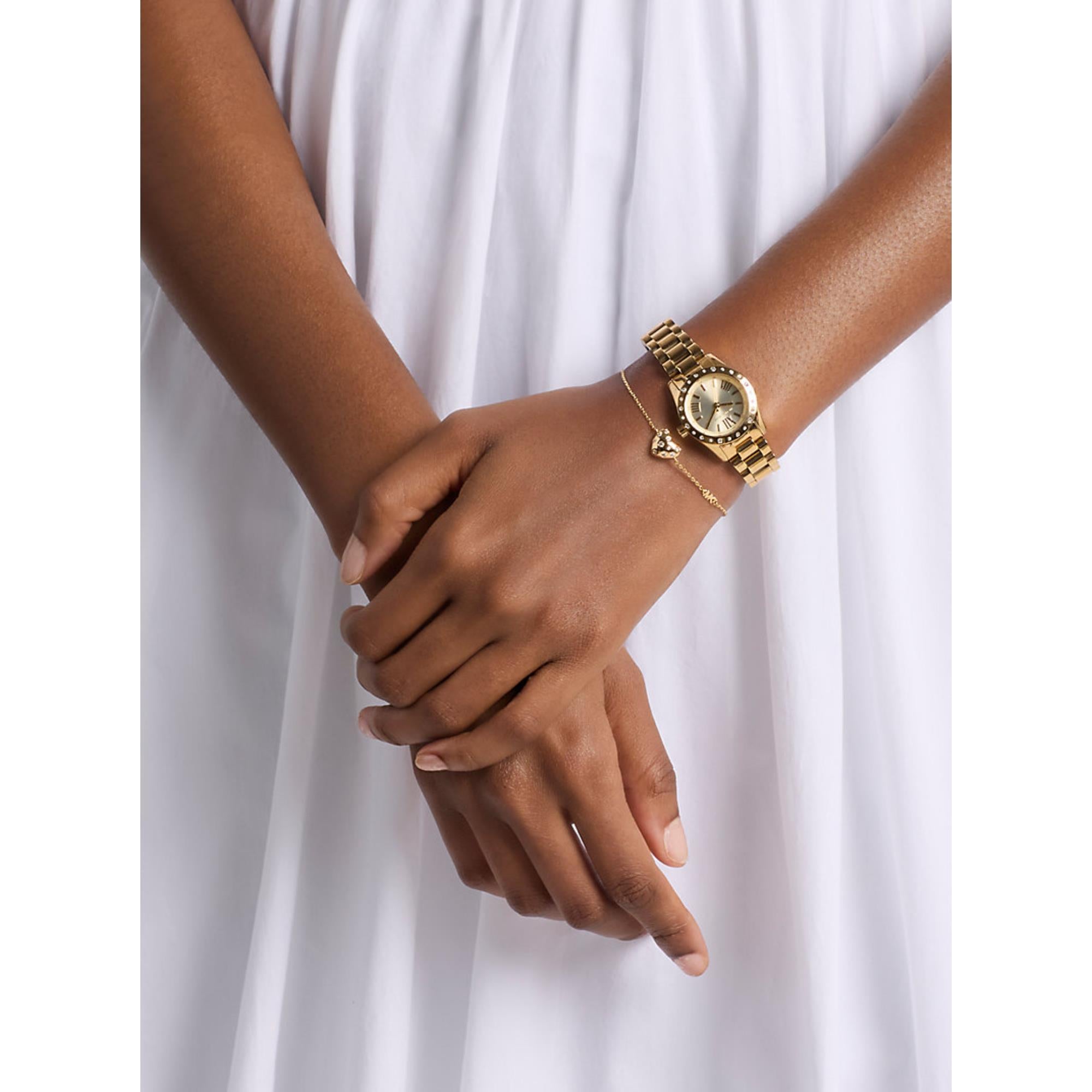 Michael Kors Lexington 26mm Gold Dial Steel Ladies Quartz Watch MK4992SET