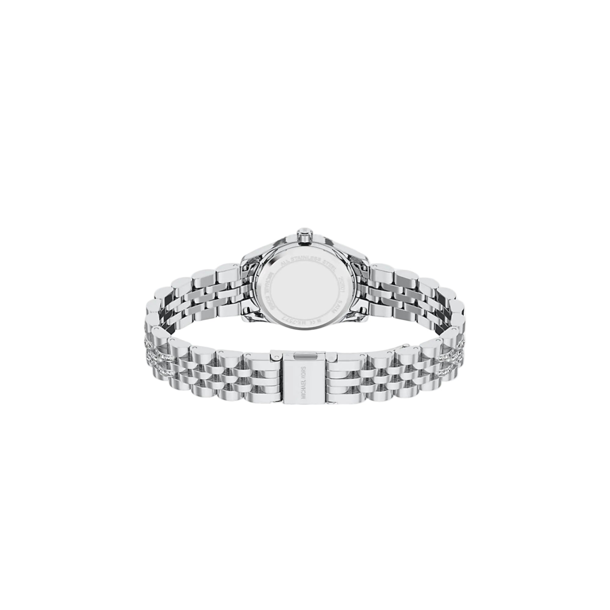 Michael Kors Petite Lexington Pave Silver Crystal Dial Steel Strap Women's Watch MK7577