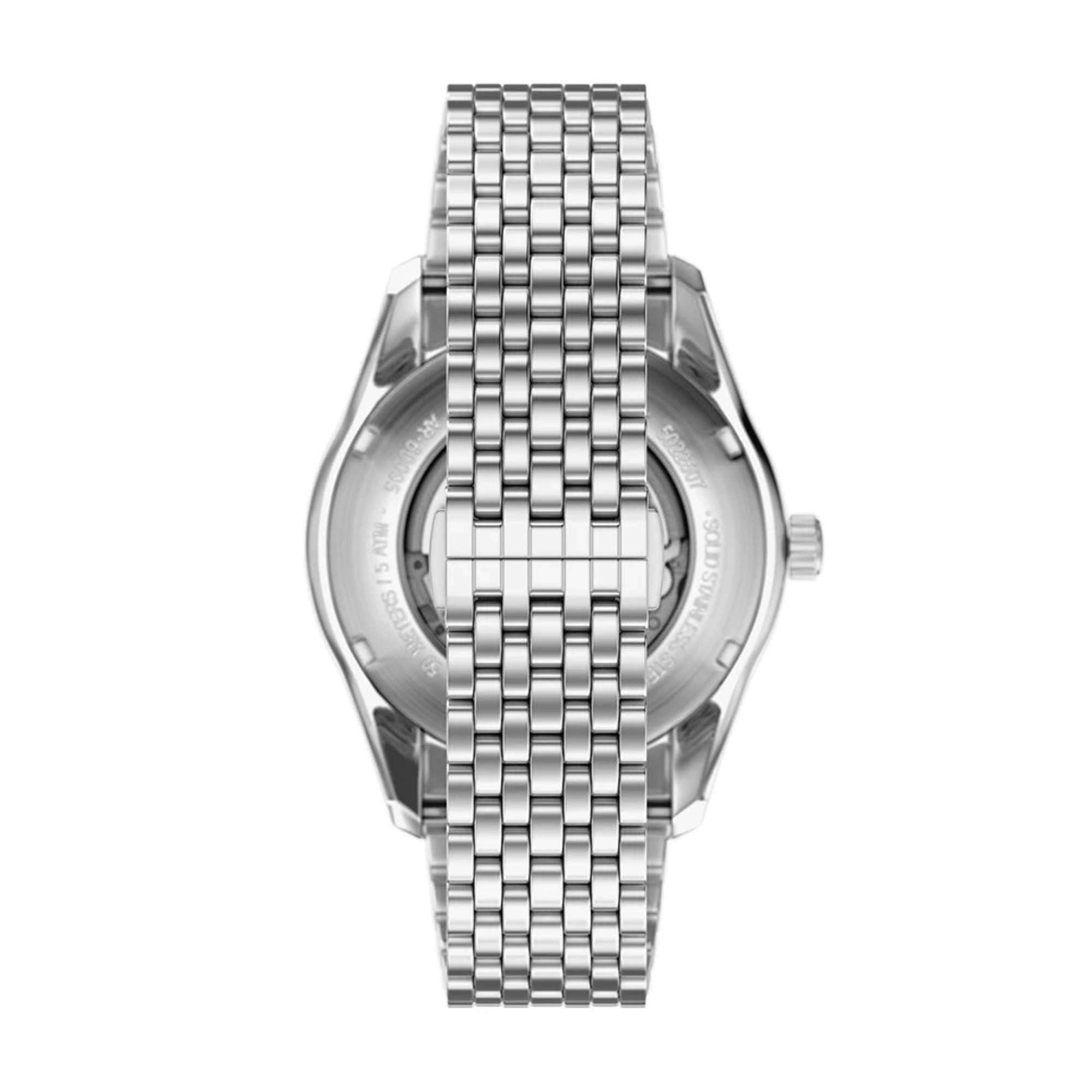 Emporio Armani Skeleton Automatic Silver Dial Steel Strap Men's Watch AR60095
