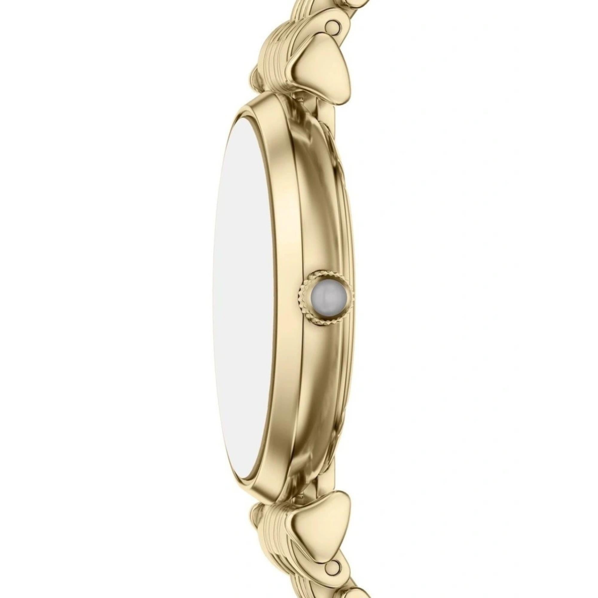 Emporio Armani Gianni T-Bar 32mm Beige Gold Dial Steel Ladies Quartz Watch AR11766