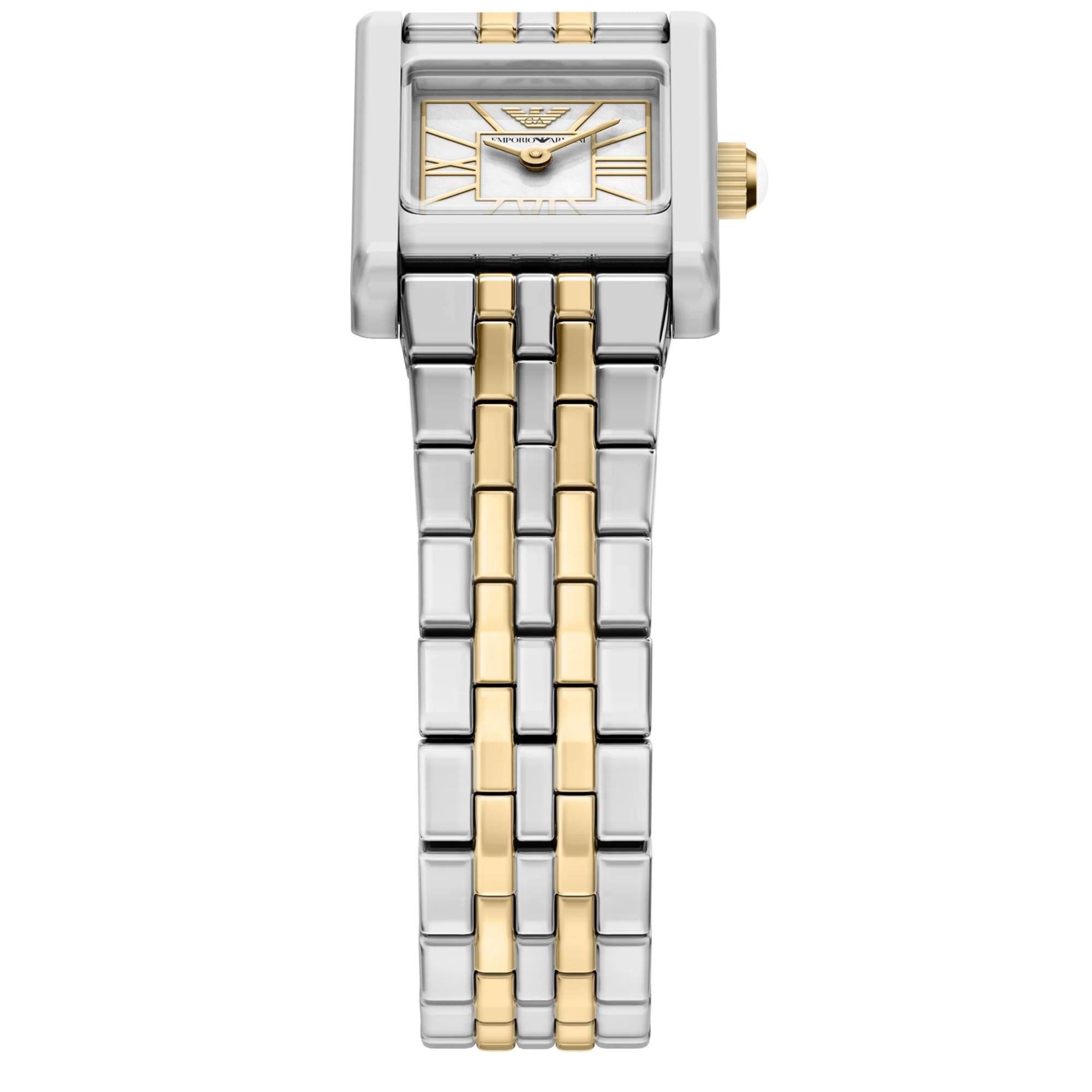Emporio Armani Genni 19mm White Mother of Pearl Dial Steel Ladies Quartz Watch AR11763