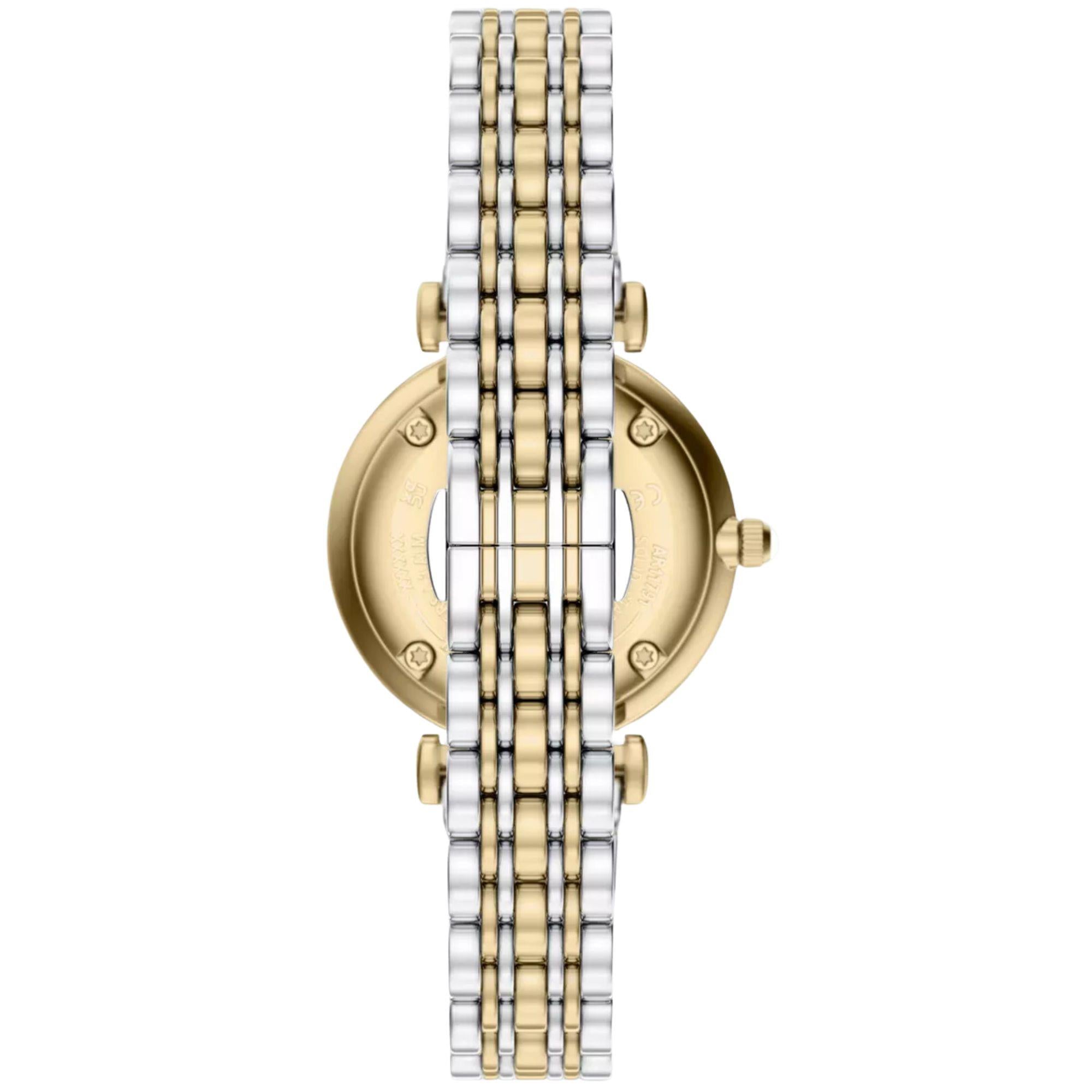 Emporio Armani Gianni T-Bar 32mm White Mother of Pearl Dial Steel Quartz Watch Set AR80086SET