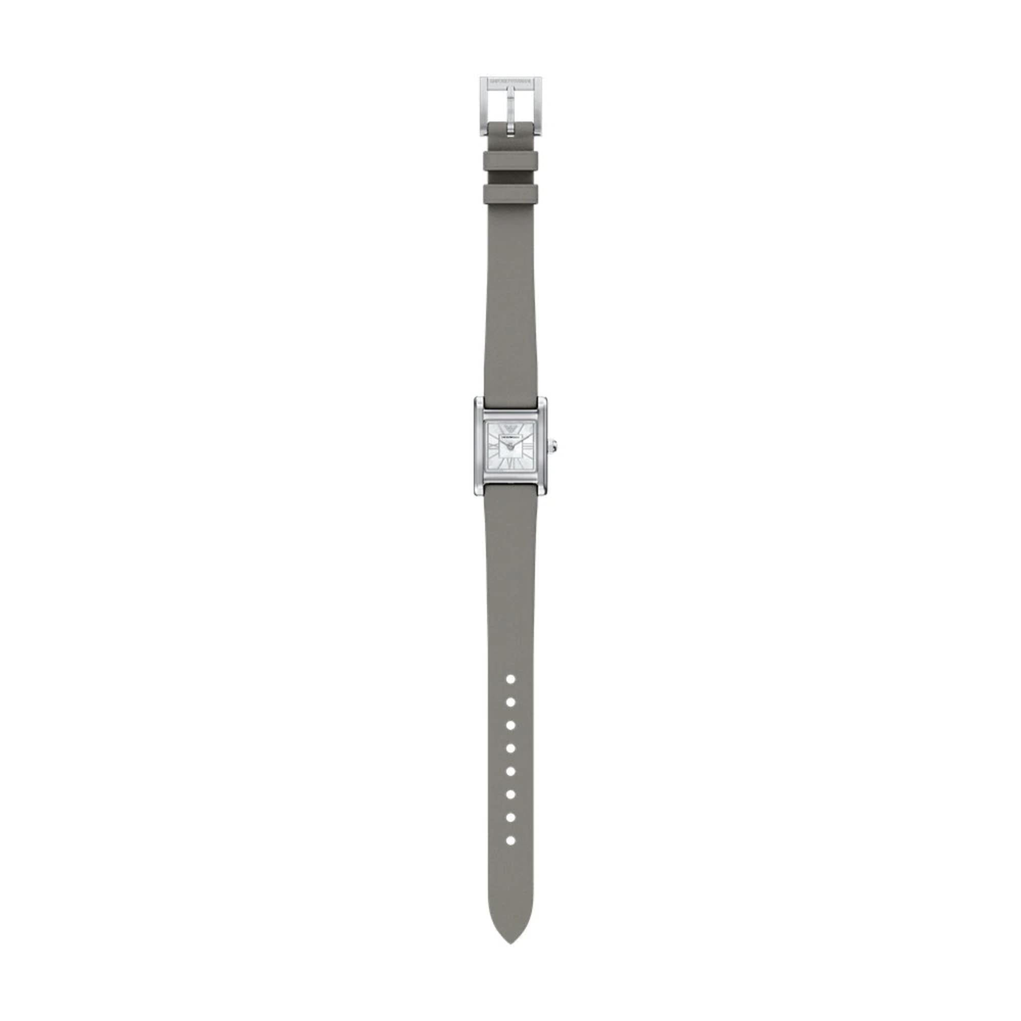 Emporio Armani Genni 19mm White Mother of Pearl Dial Leather Ladies Quartz Watch AR11764