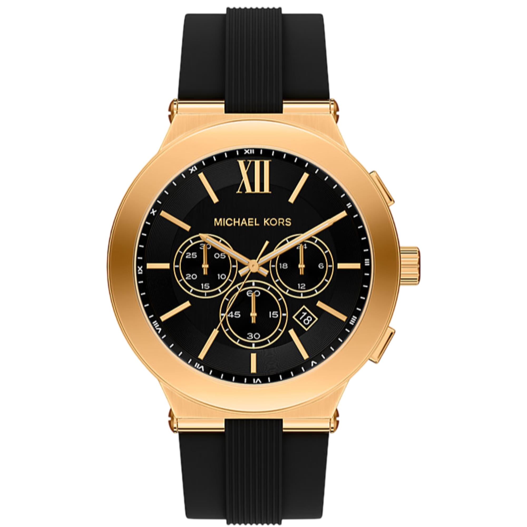 Michael Kors Oversized Billie Chronograph Black Dial Silicone Strap Men's Watch MK9253