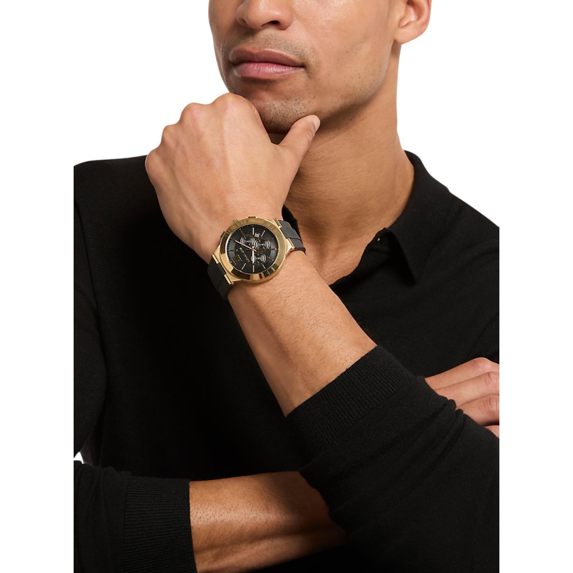 Michael Kors Oversized Billie Chronograph Black Dial Silicone Strap Men's Watch MK9253