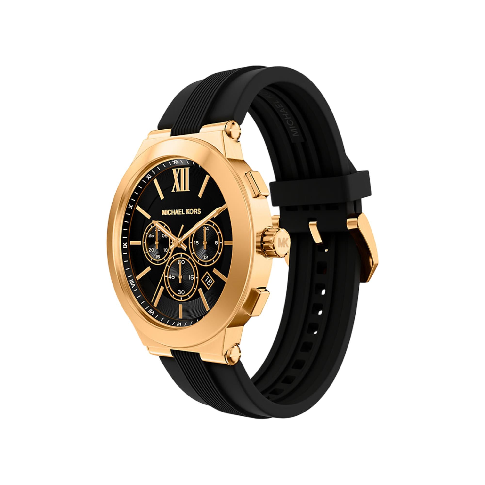 Michael Kors Oversized Billie Chronograph Black Dial Silicone Strap Men's Watch MK9253