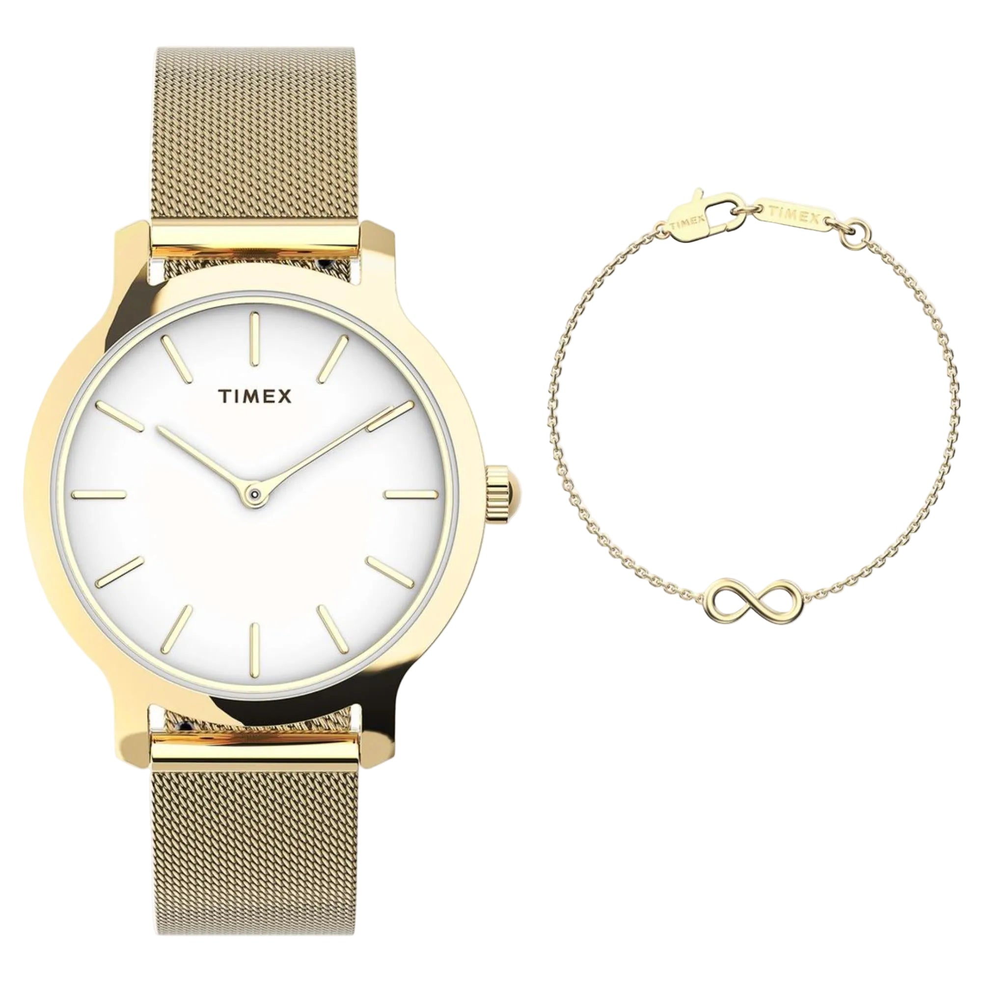 Timex Trend Transcend White Dial Steel Strap Women's Watch TWG067000