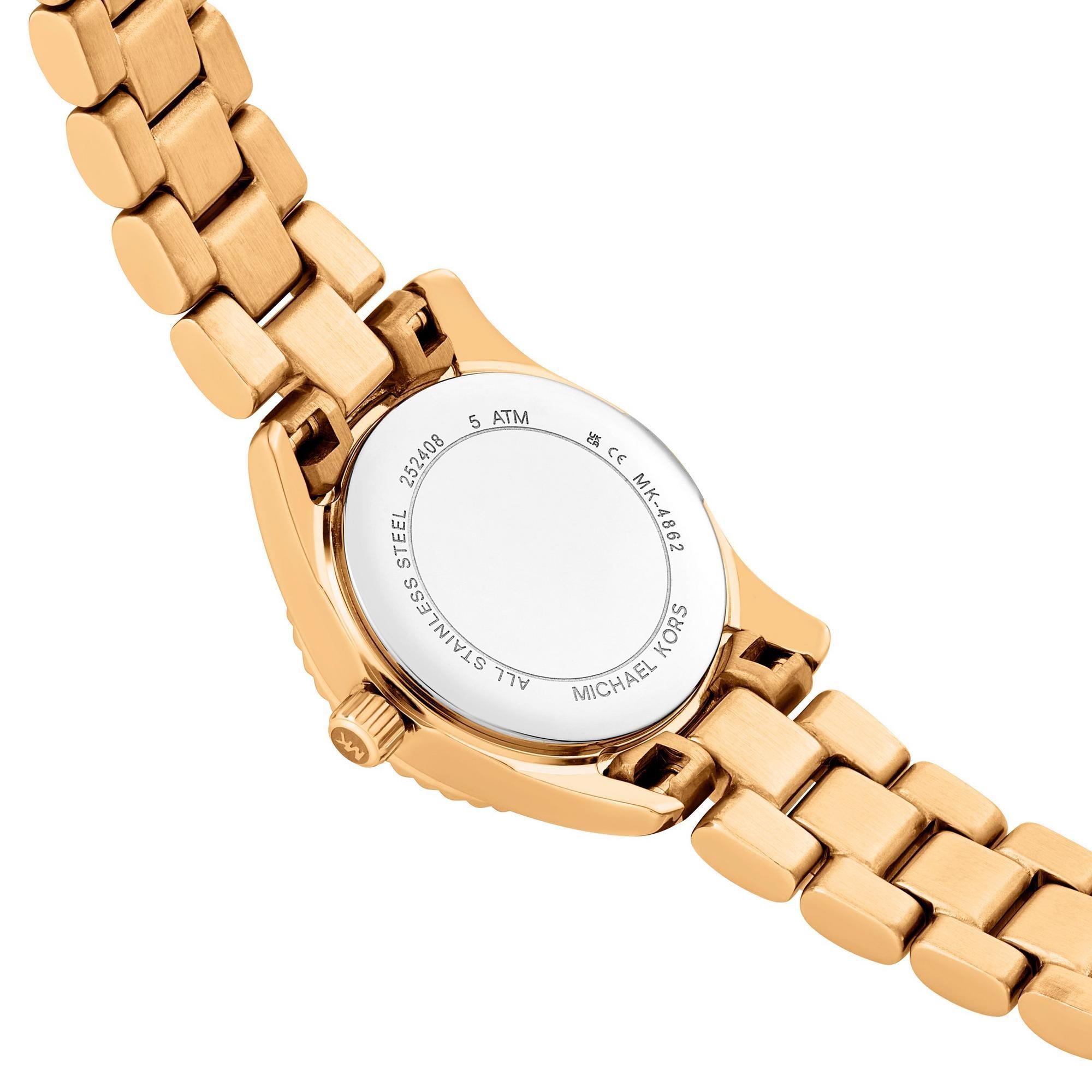 Michael Kors Lexinfton Quartz Gold Dial Steel Strap Women's Watch MK4862