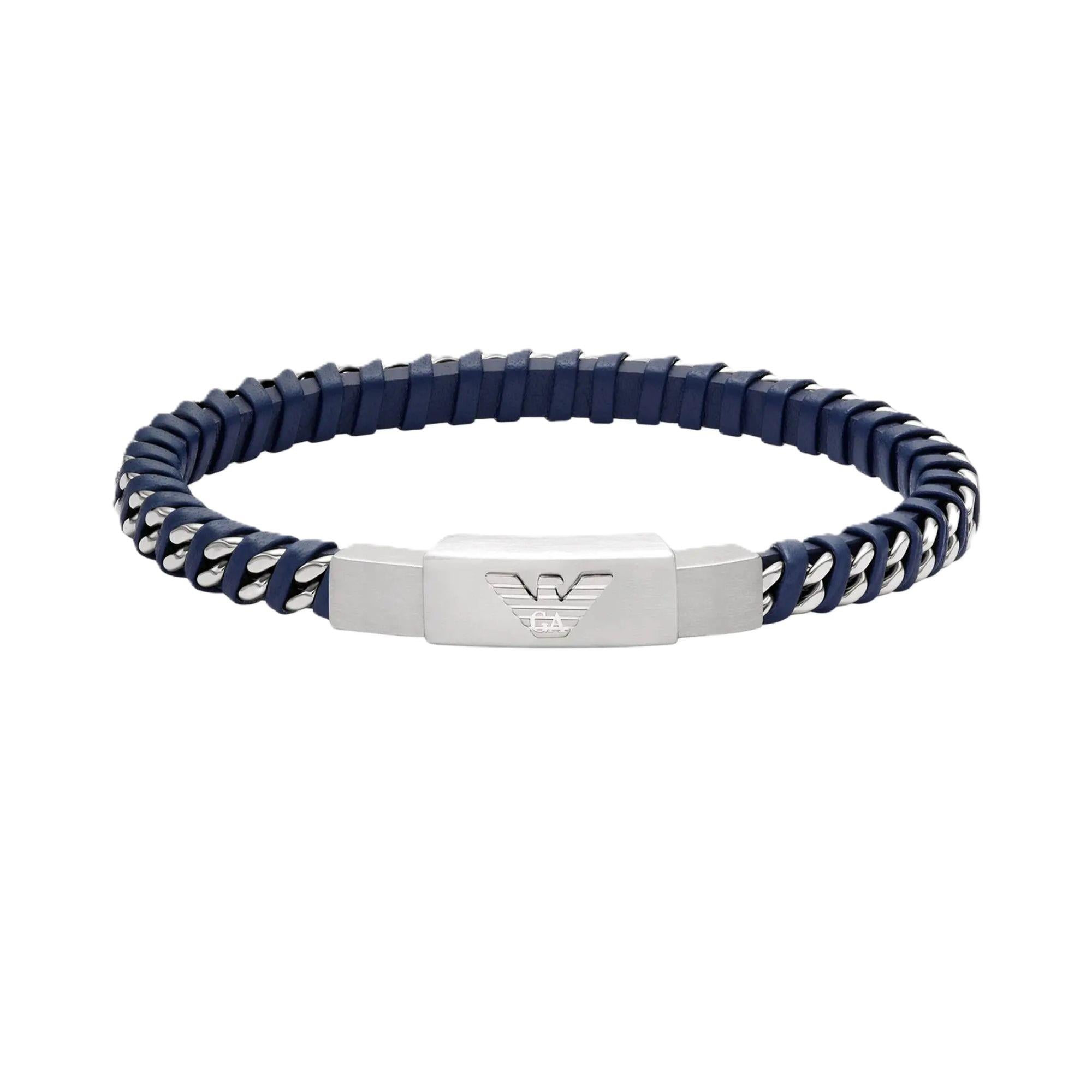 Emporio Armani Stainless Steel Leather ID Men's Bracelet EGS3319040