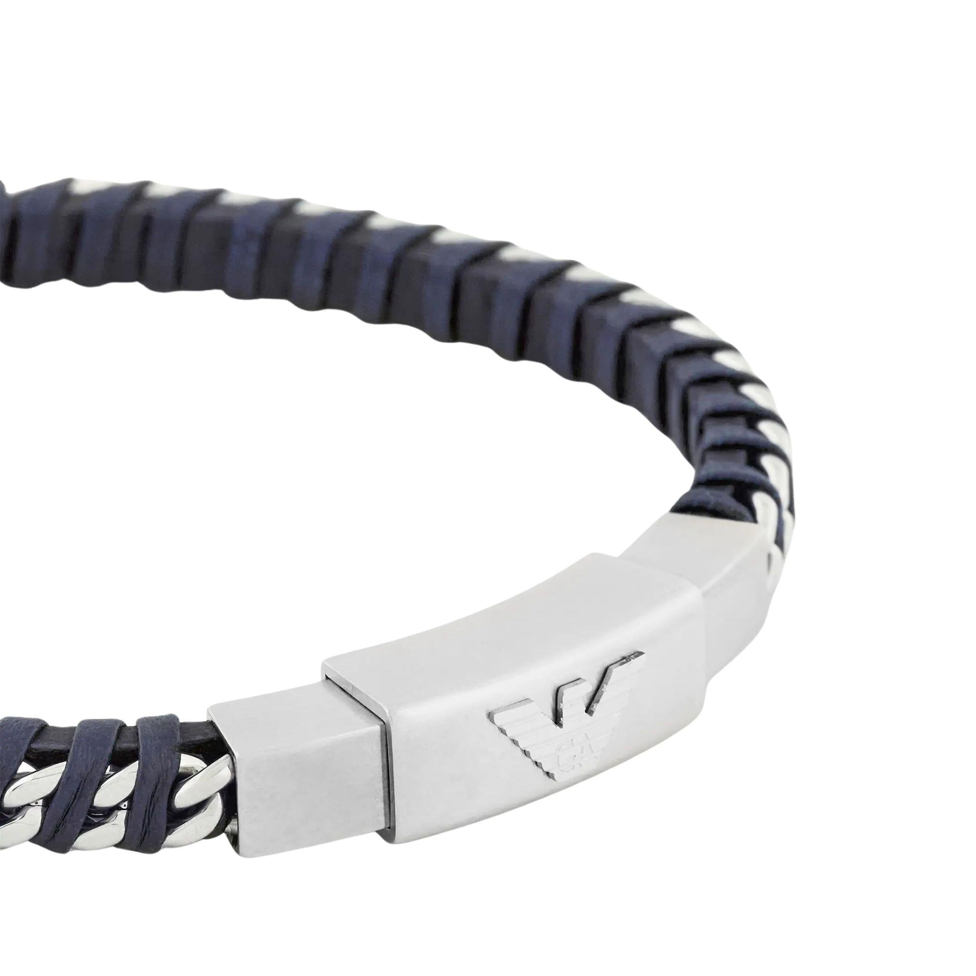 Emporio Armani Stainless Steel Leather ID Men's Bracelet EGS3319040