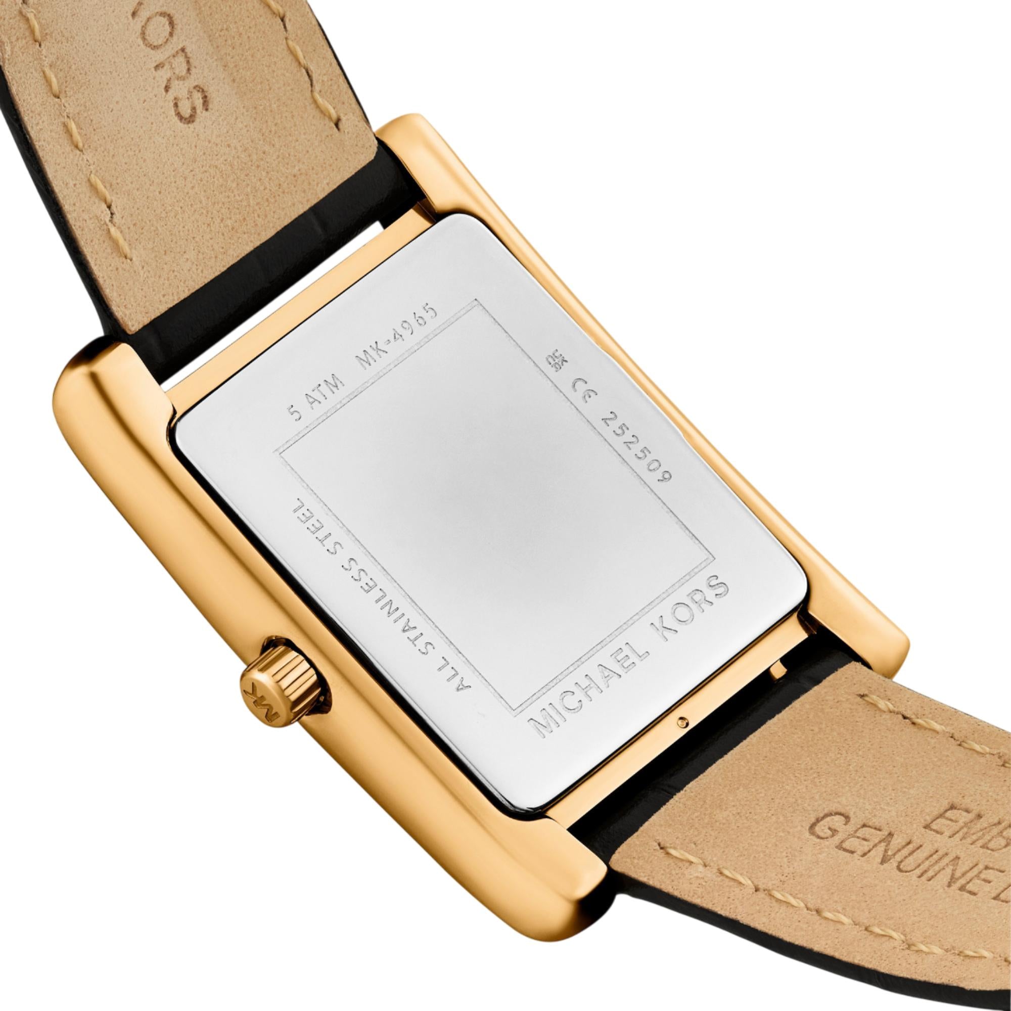 Michael Kors Essex 26mm Gold Dial Leather Ladies Quartz Watch MK4965