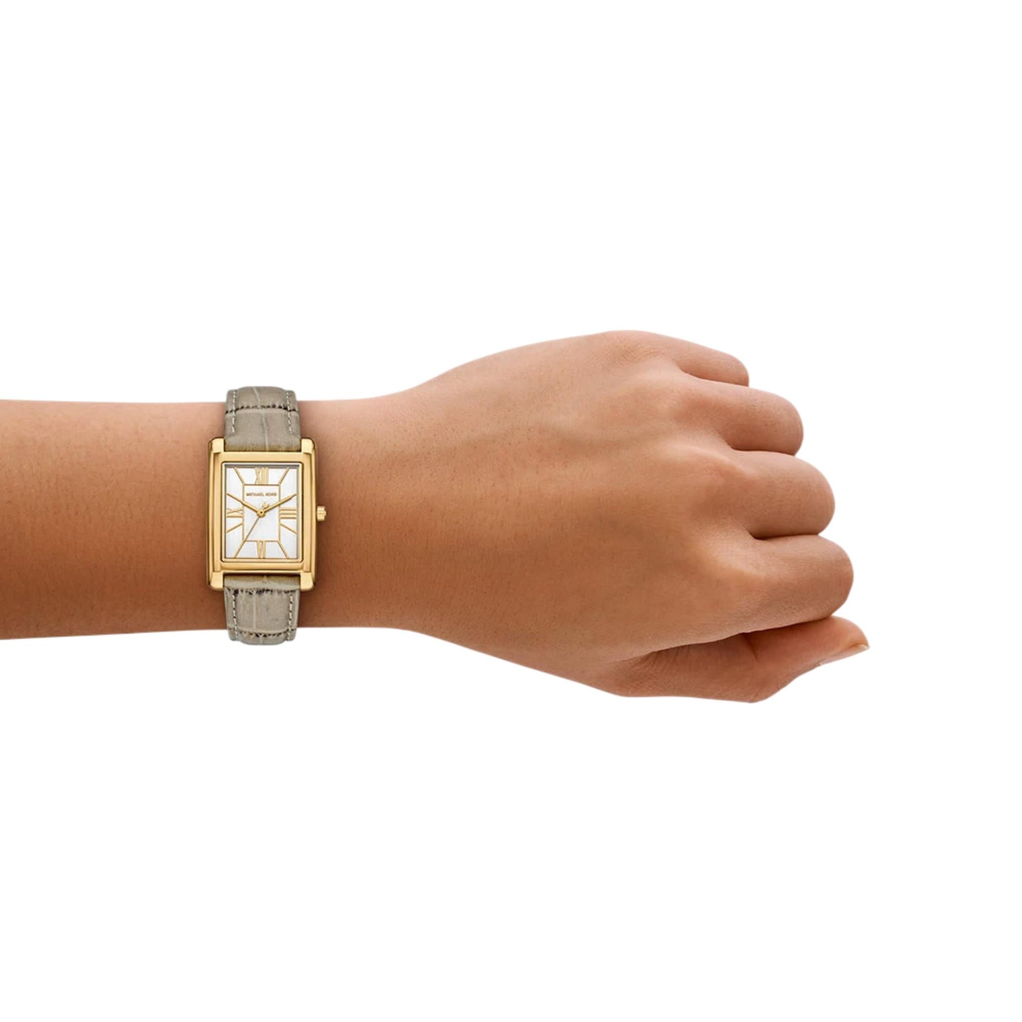 Michael Kors Essex Quartz White Dial Leather Strap Women's Watch MK4964
