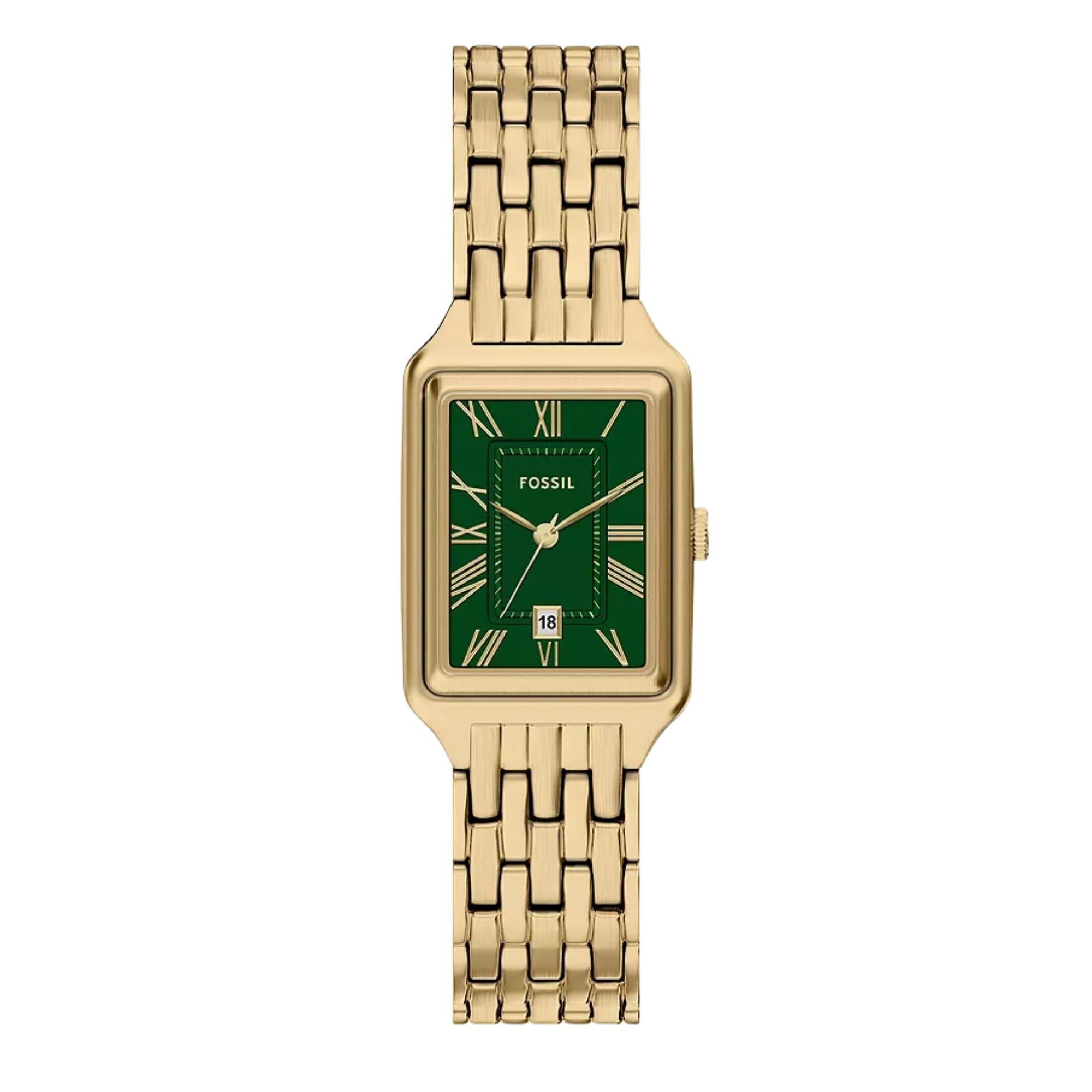 Fossil Raquel Three-Hand Quartz Green Dial Steel Strap Women's Watch ES5452
