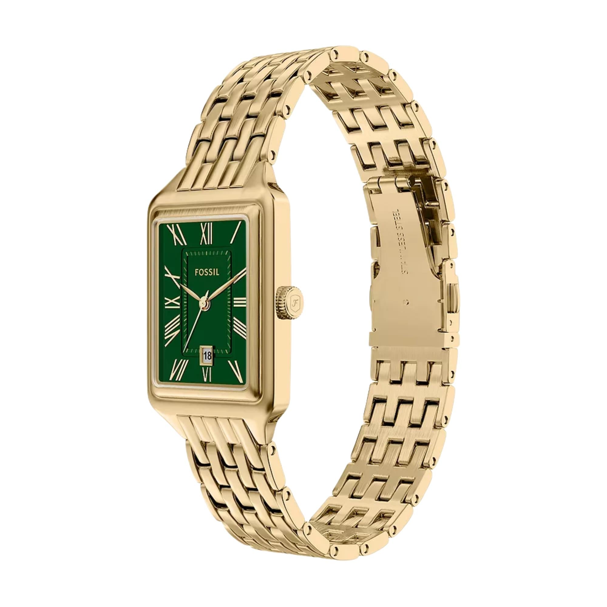 Fossil Raquel Three-Hand Quartz Green Dial Steel Strap Women's Watch ES5452