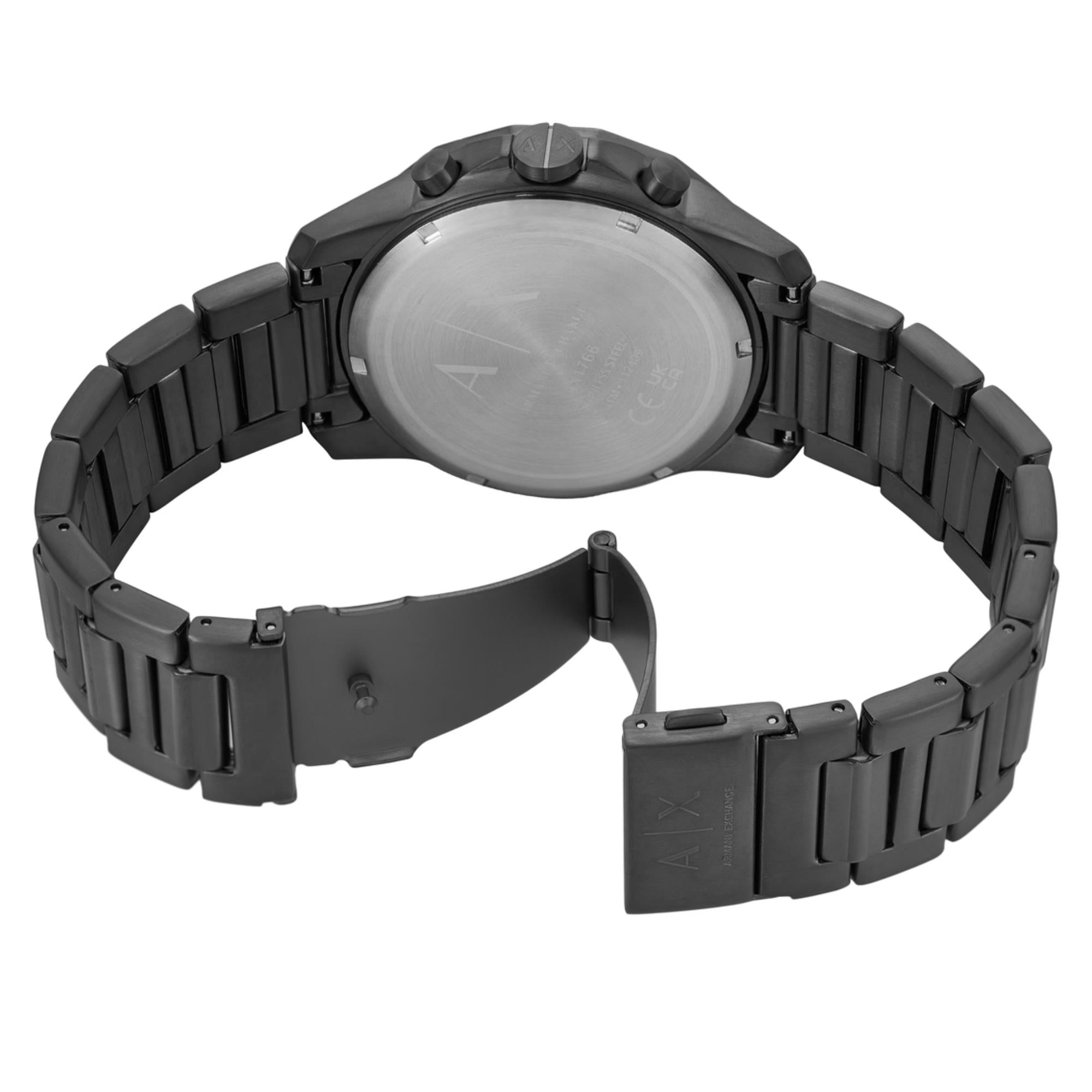 Armani Exchange Banks Chronograph Black Dial Steel Strap Men's Watch and Bracelet AX7163SET