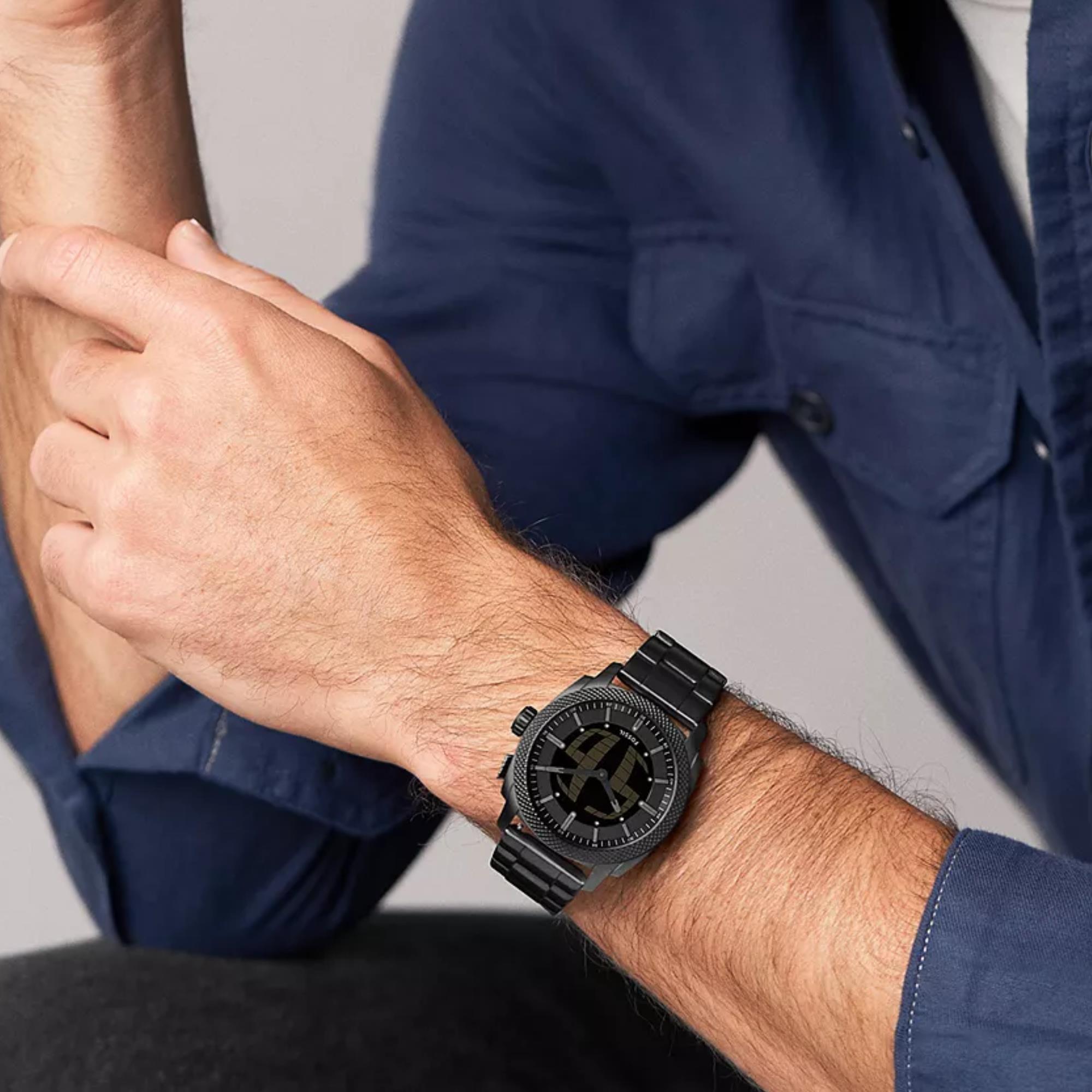 Fossil Machine Big Tic Digi-AnalogueBlack Dial Steel Strap Men's Watch FS6156