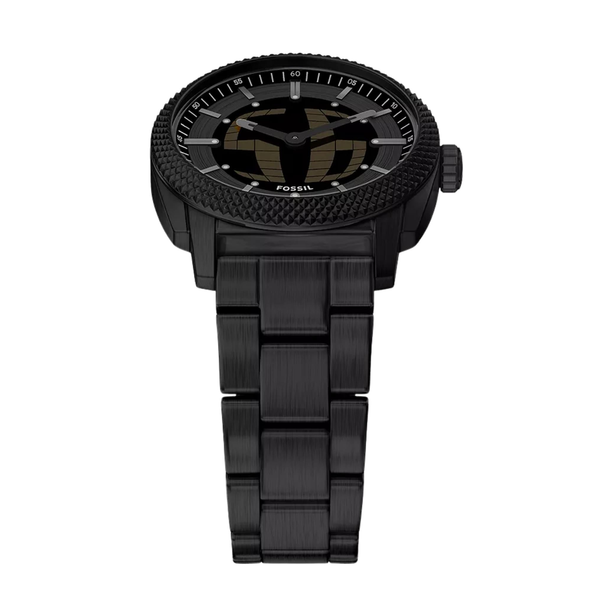 Fossil Machine Big Tic Digi-AnalogueBlack Dial Steel Strap Men's Watch FS6156