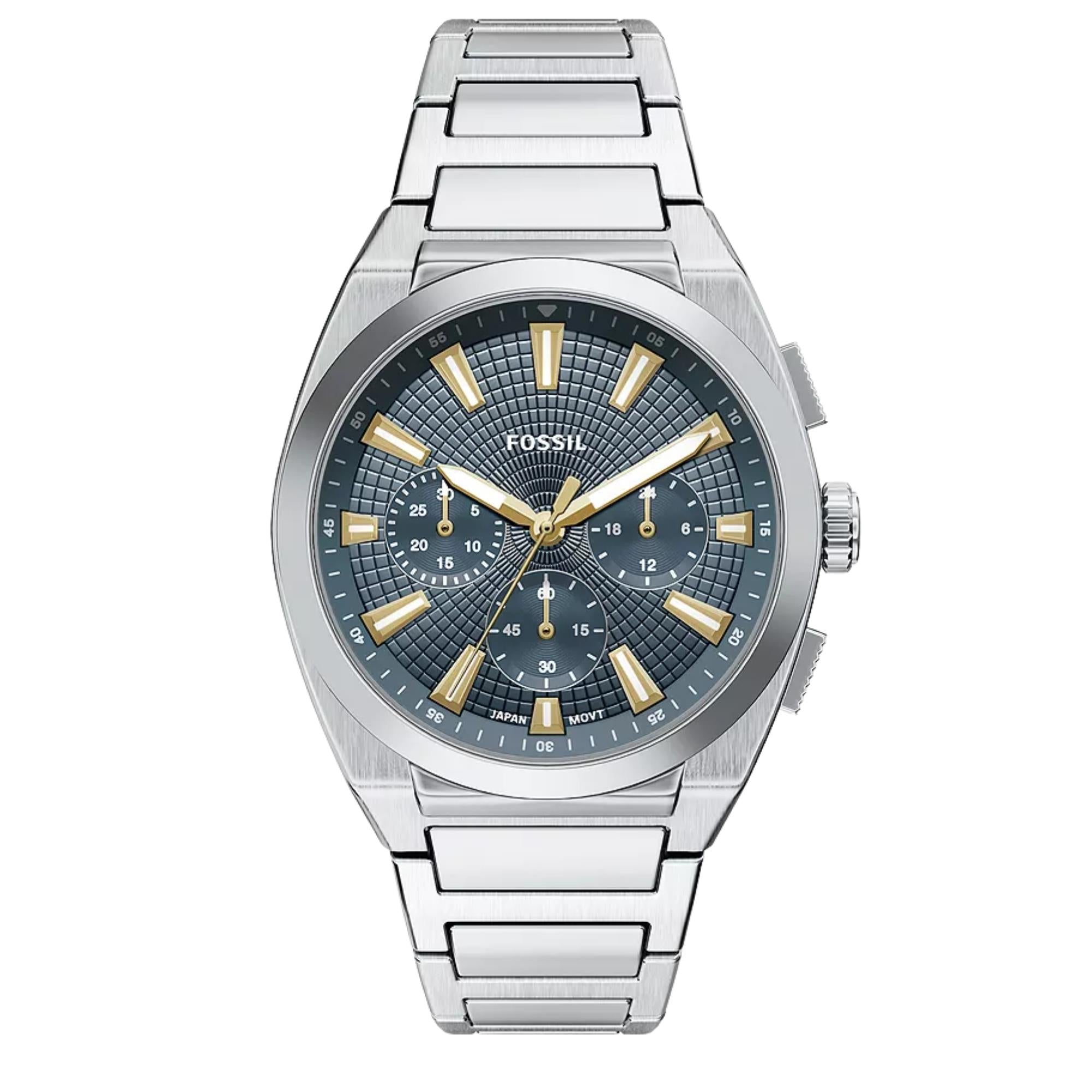 Fossil Everett Chronograph Blue Dial Steel Strap Men's Watch FS6154