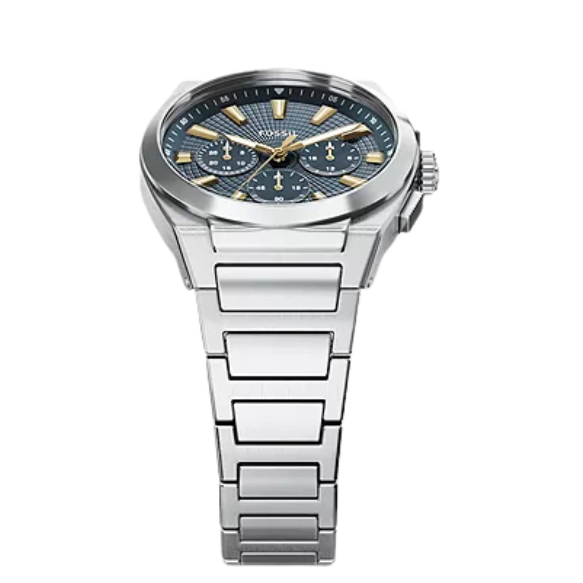 Fossil Everett Chronograph Blue Dial Steel Strap Men's Watch FS6154