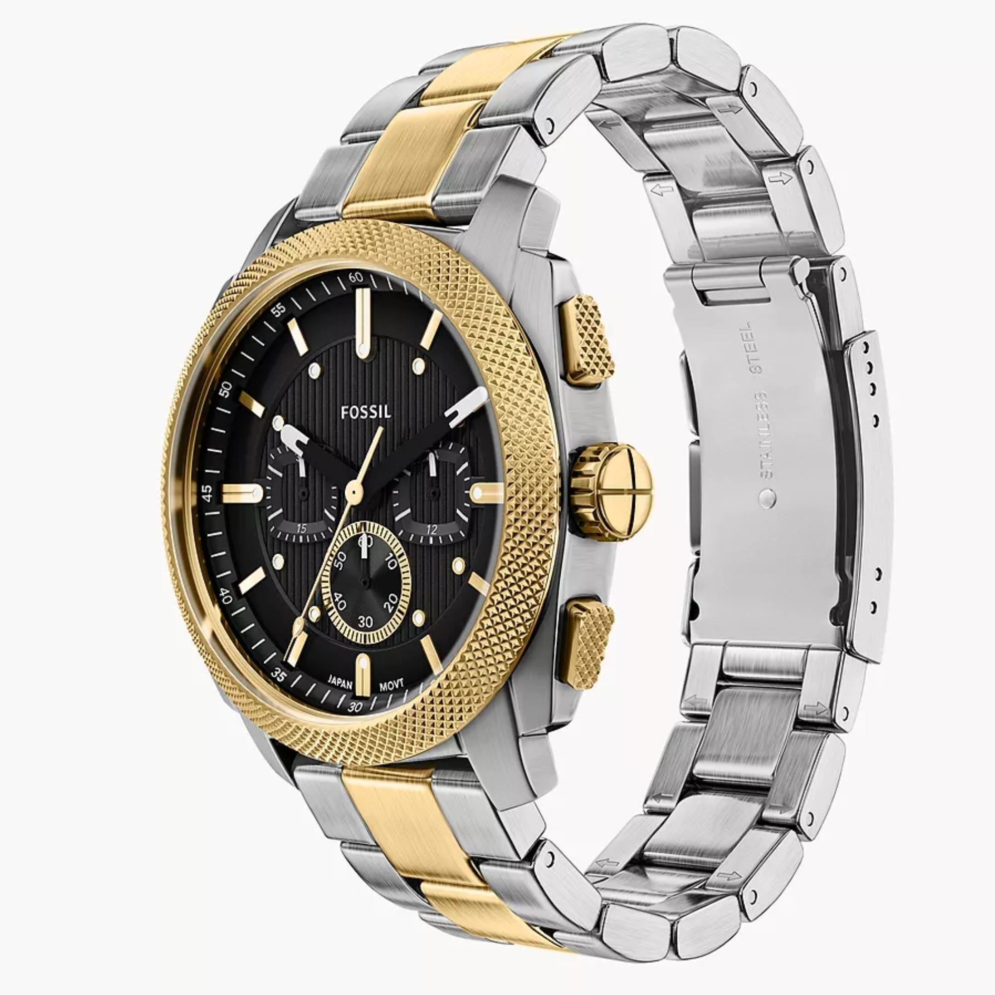 Fossil Machine Chronograph Black Dial Steel Strap Men's Watch FS6159