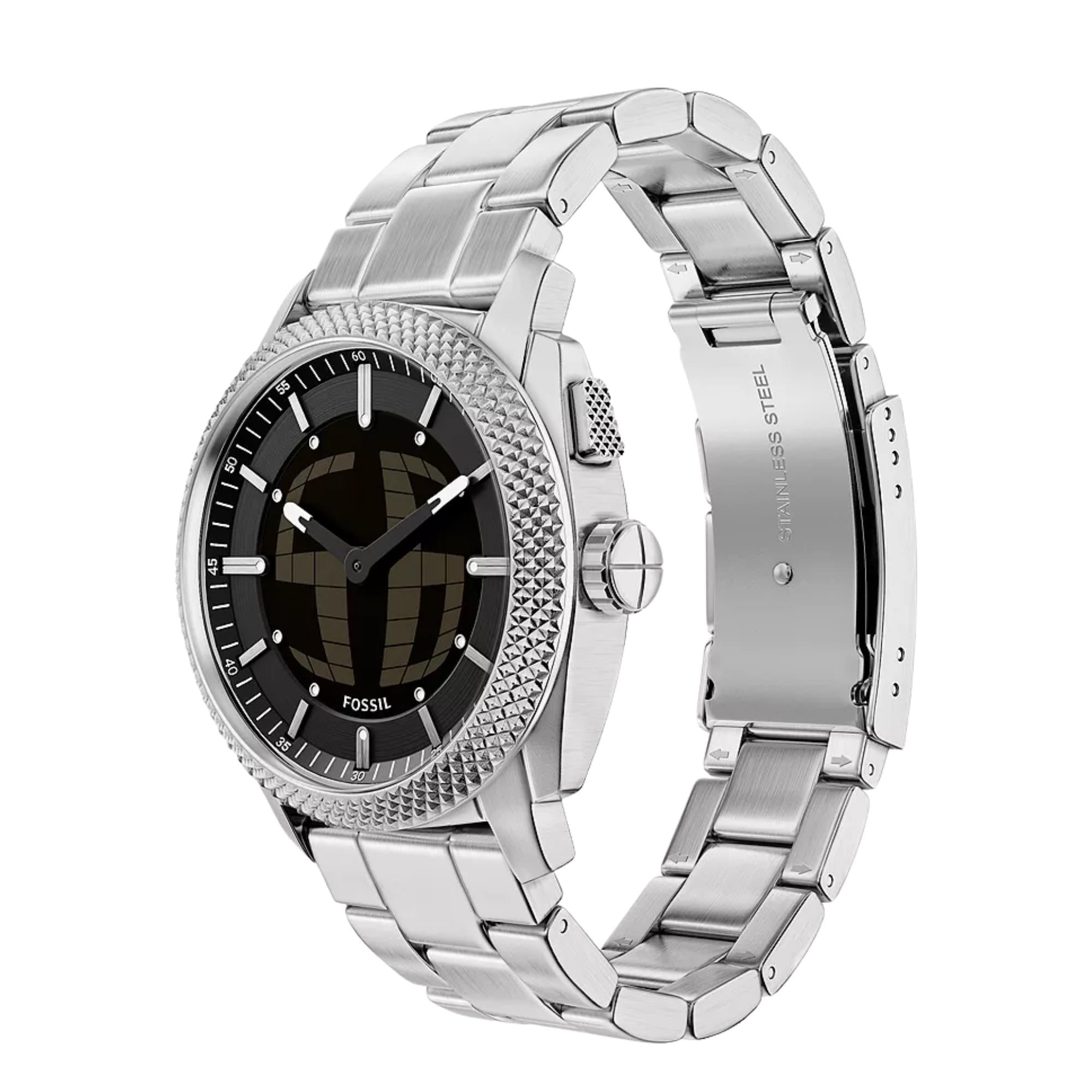 Fossil Machine Big Tic Digi-Analogue Black Dial Steel Watch FS6155