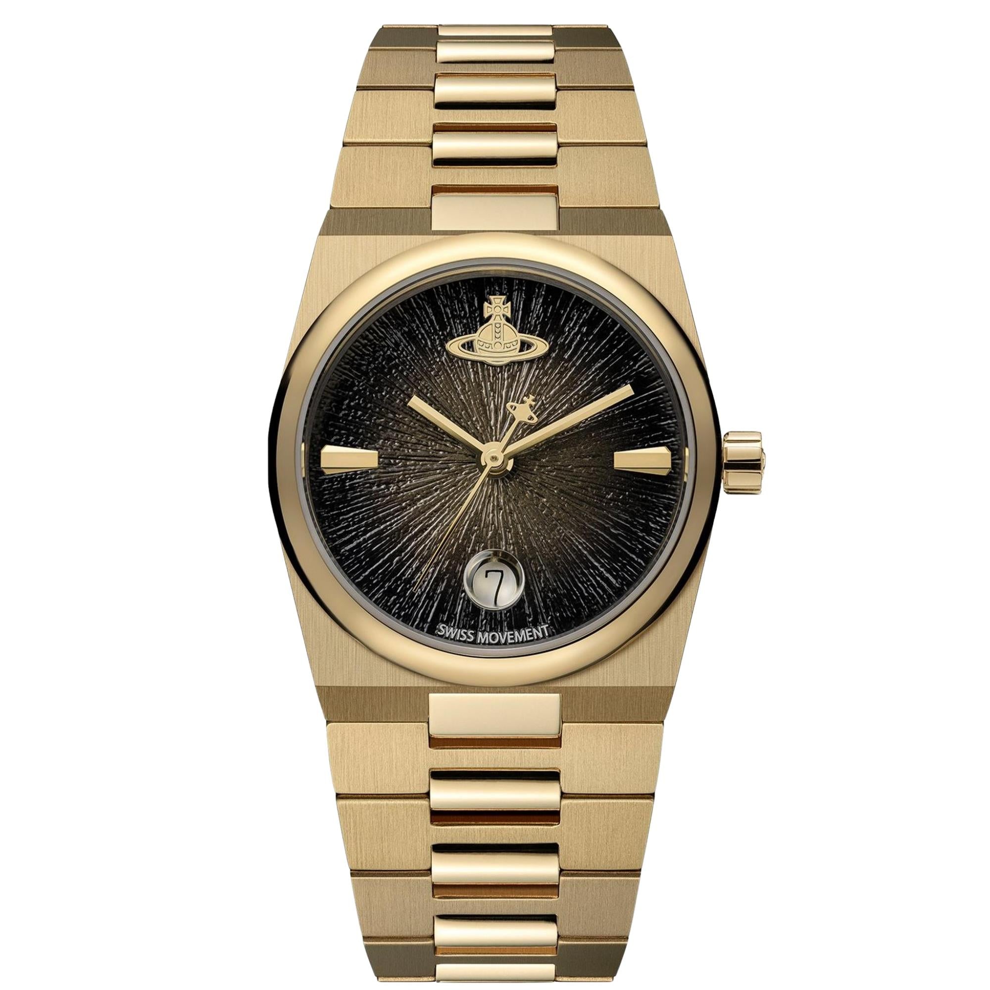 Vivienne Westwood The Hoxton Quartz Black Dial Steel Strap Women's Watch VV332MTGD
