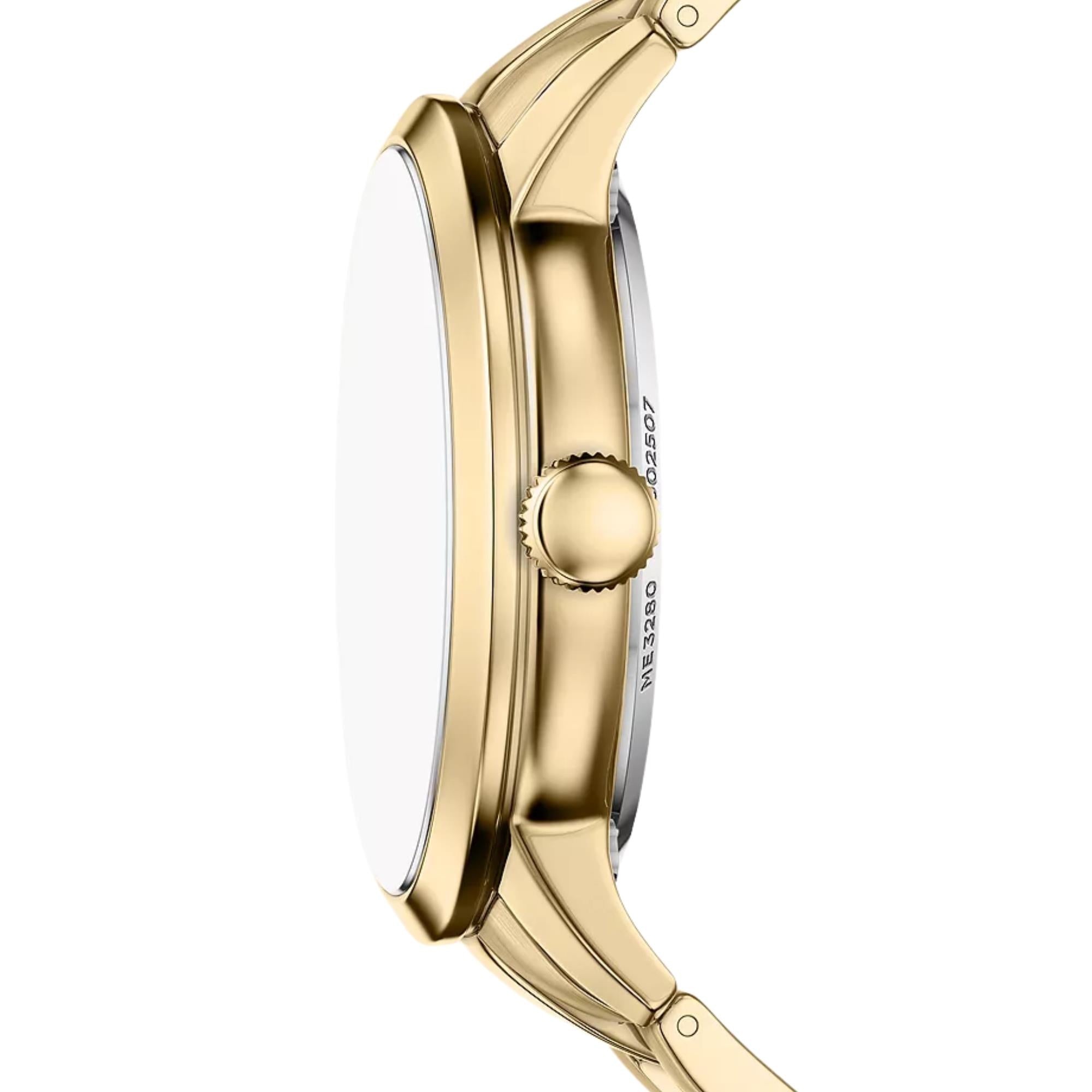 Fossil Townsman 44mm Skeleton Gold Dial Steel Mens Quartz Watch ME3280