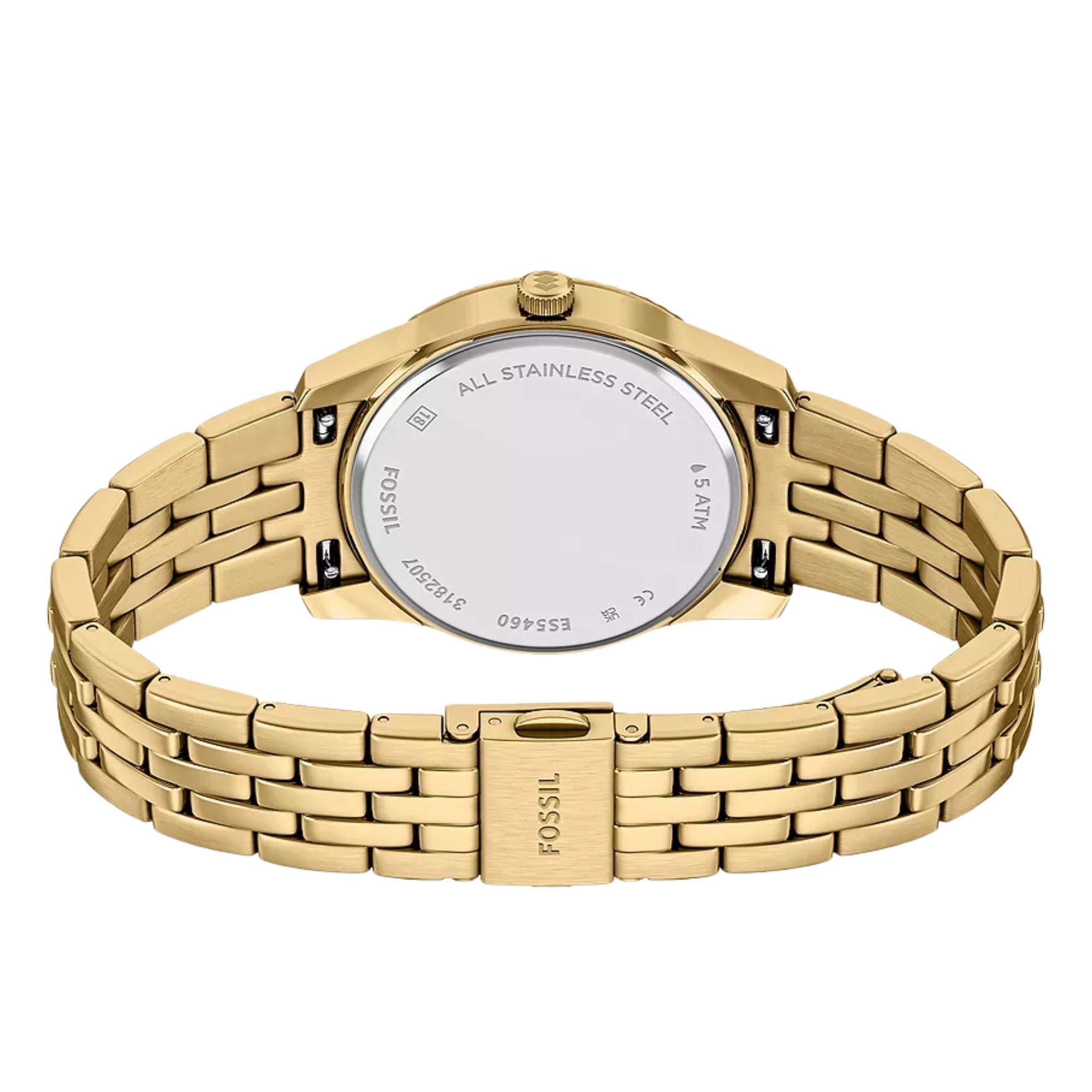 Fossil Scarlette 34mm Green Dial Steel Ladies Quartz Watch ES5460