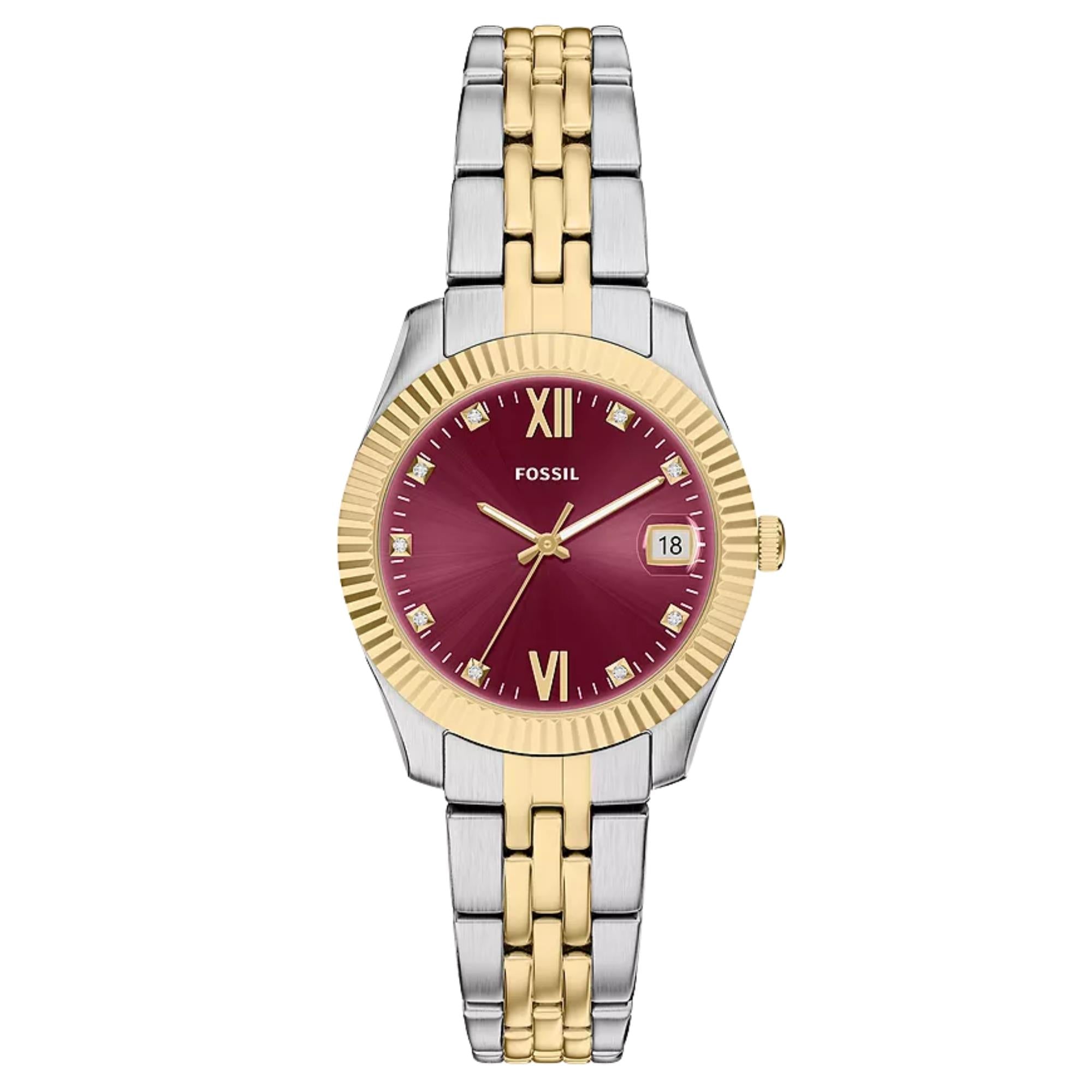 Fossil Scarlette Quartz Pink Dial Steel Strap Women's Watch ES5461