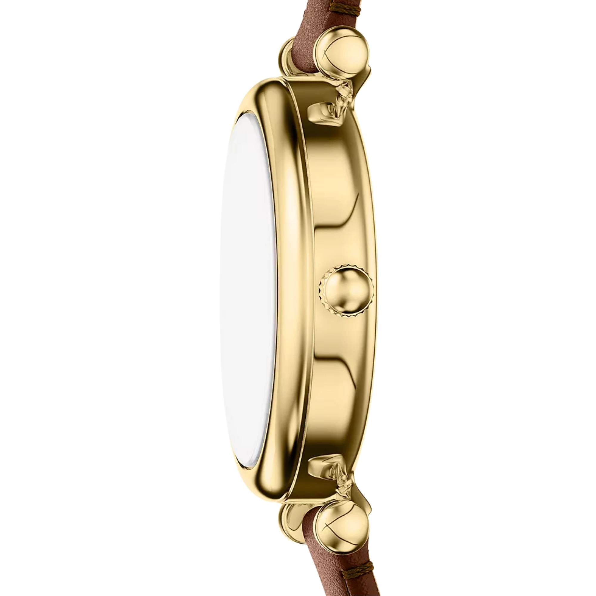 Fossil Carlie 28mm White Dial Leather Ladies Quartz Watch ES5464