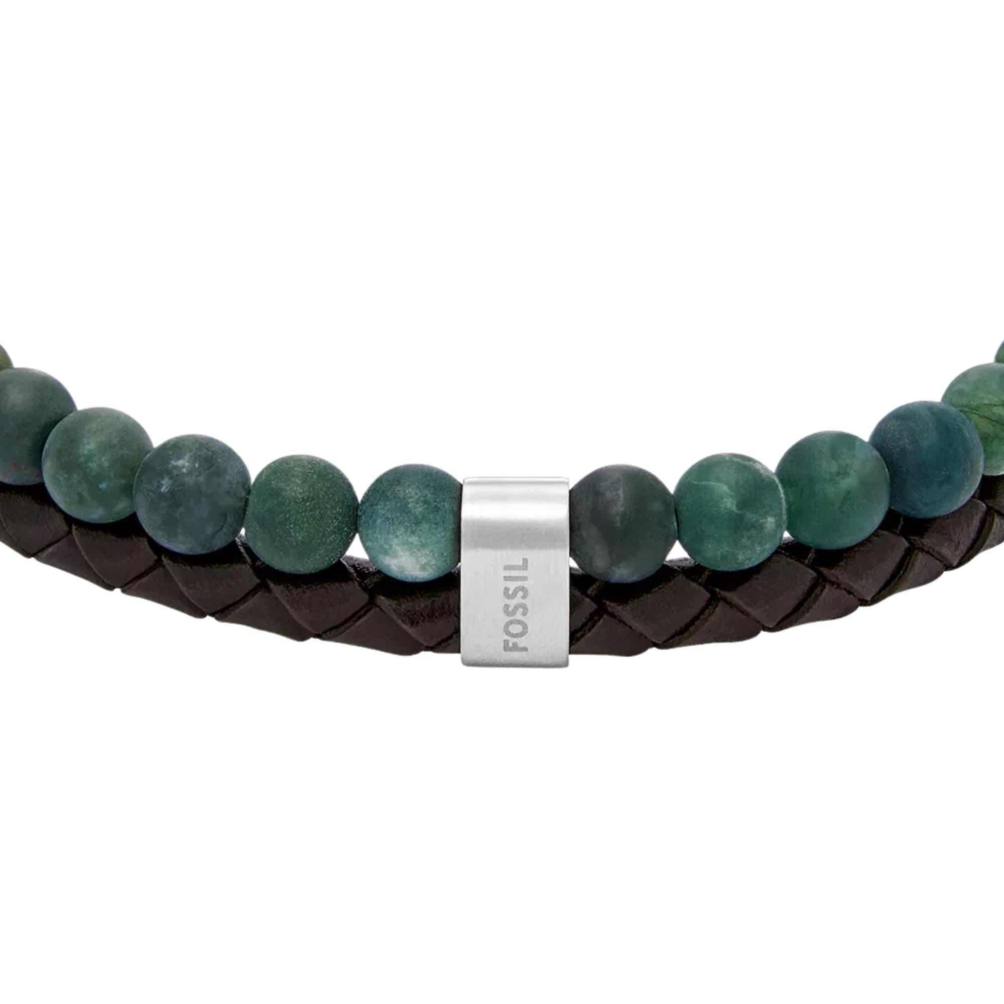 Fossil Townsman Townsman Beads Brown Leather Multi-Strand Men's Bracelet JF04854040