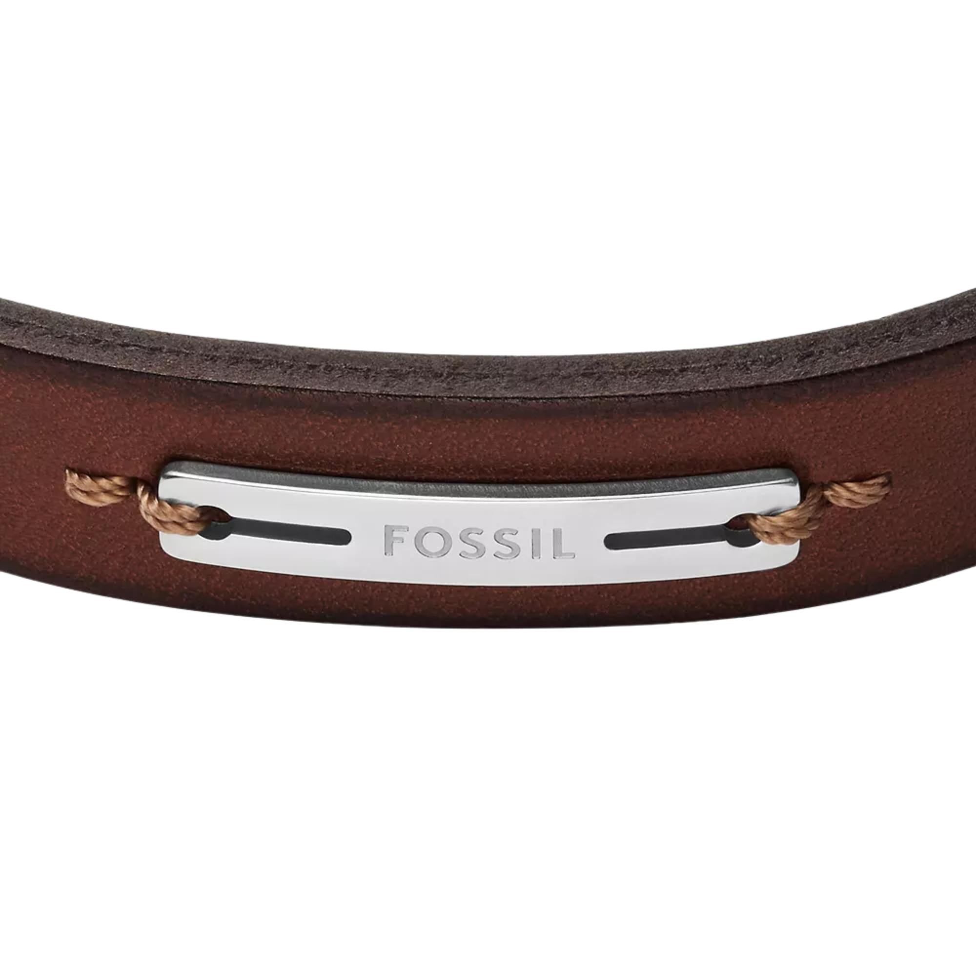 Fossil Machine Rugged Green and Brown Leather Strap Men's Bracelet JF04963040