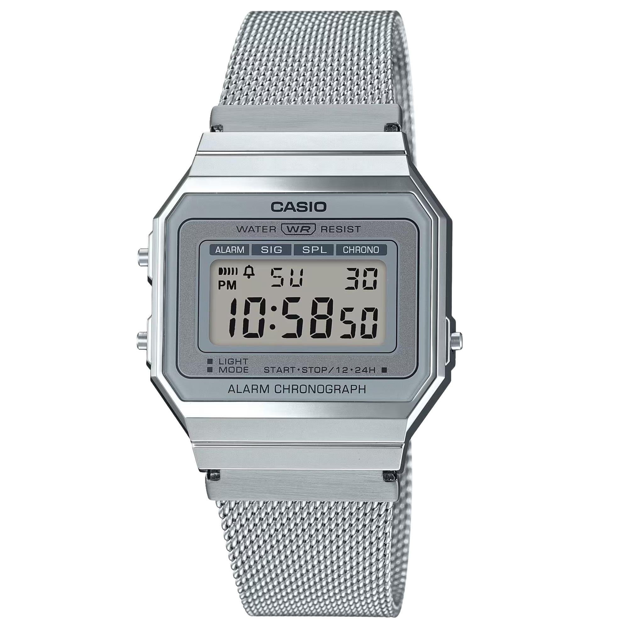 Casio Vintage Mini Quartz Digital Steel Strap Watch A700WEM-7AEF