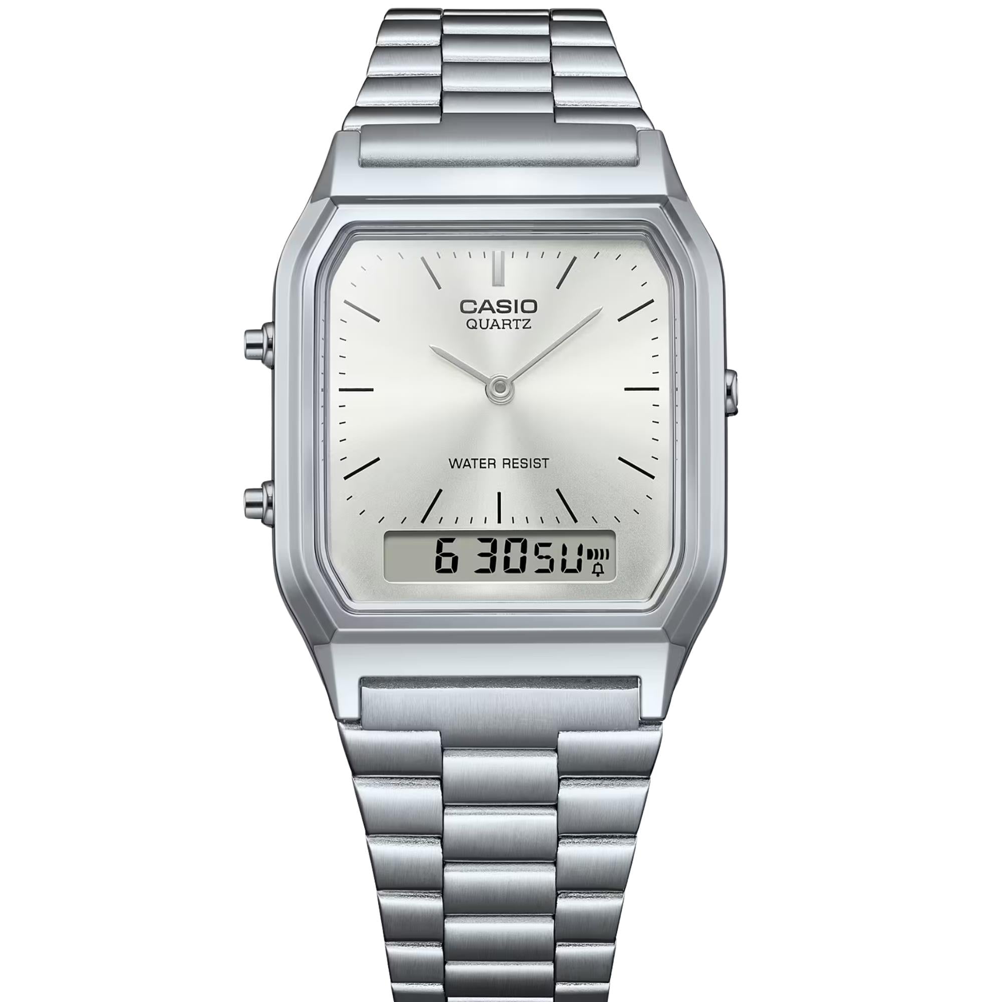 Casio Vintage Quartz Silver Dial Steel Strap Watch AQ-230A-7AMQYES