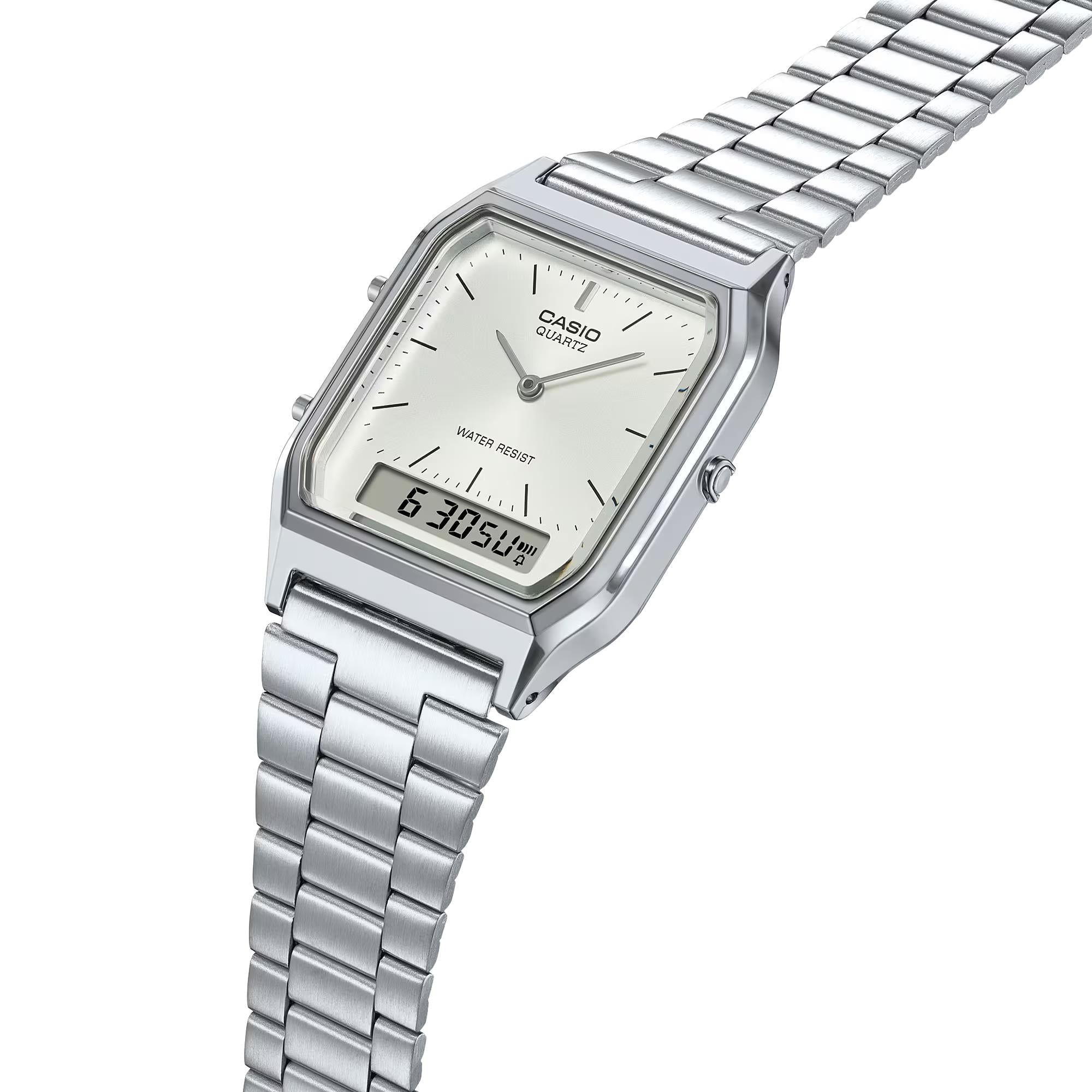 Casio Vintage Quartz Silver Dial Steel Strap Watch AQ-230A-7AMQYES
