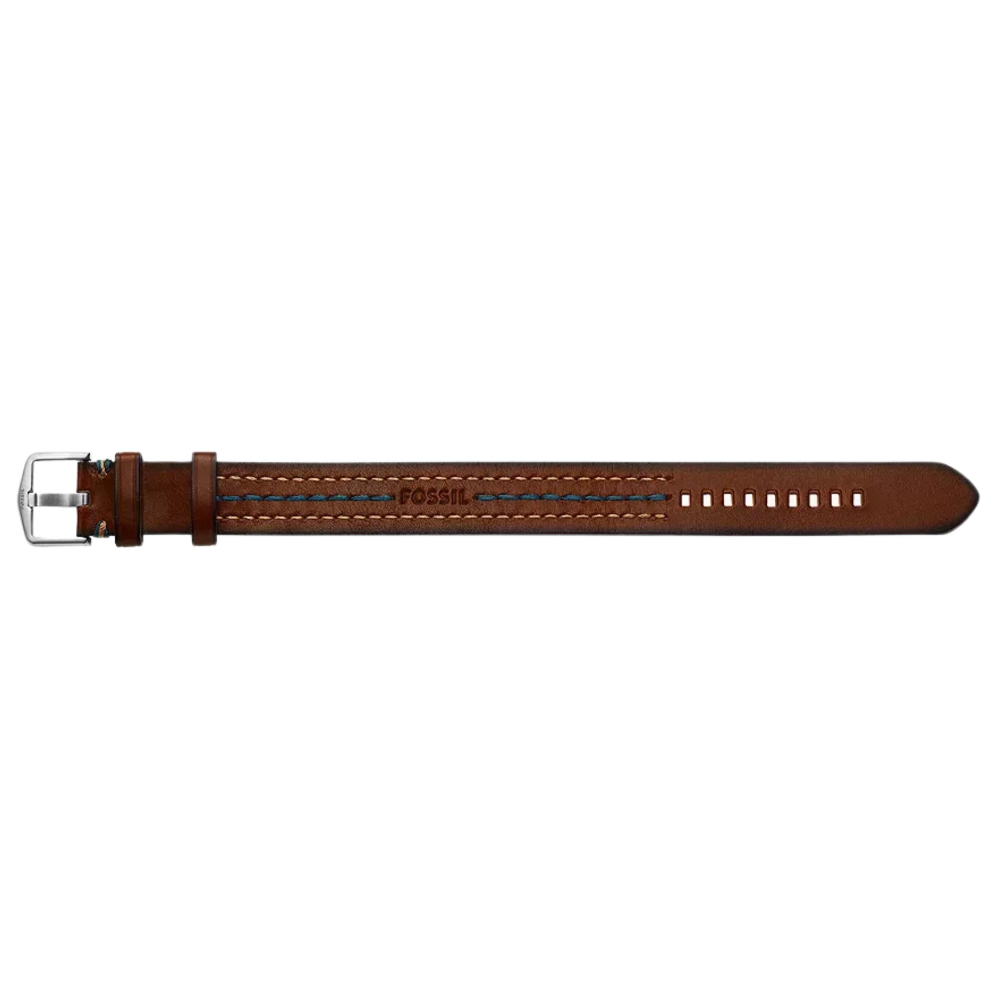 Fossil Everett Topstitch Brown Leather Strap Men's Bracelet JF04949040