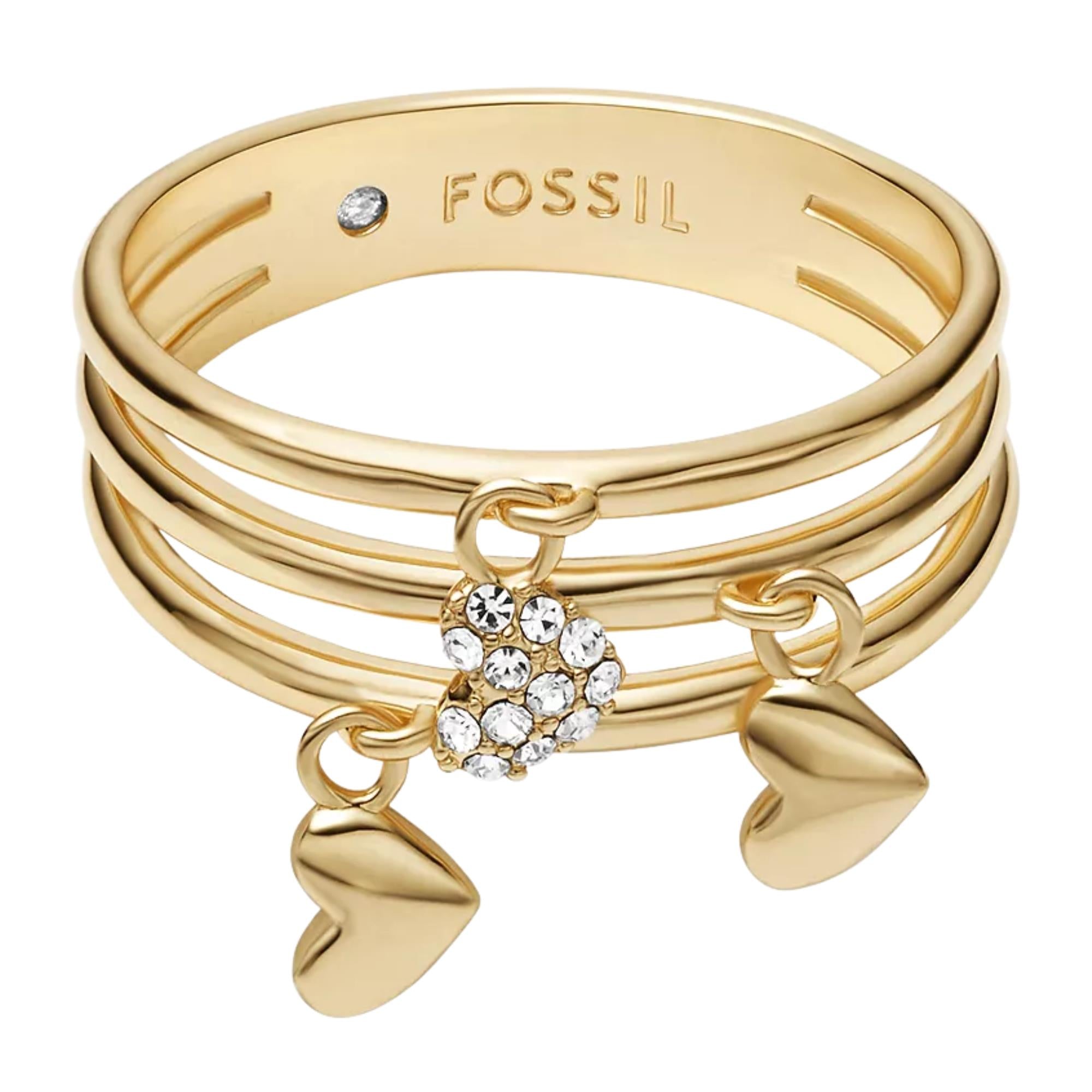 Fossil Sutton Heartbeat Gold-Tone Brass Prestack Women's Ring JA7304710