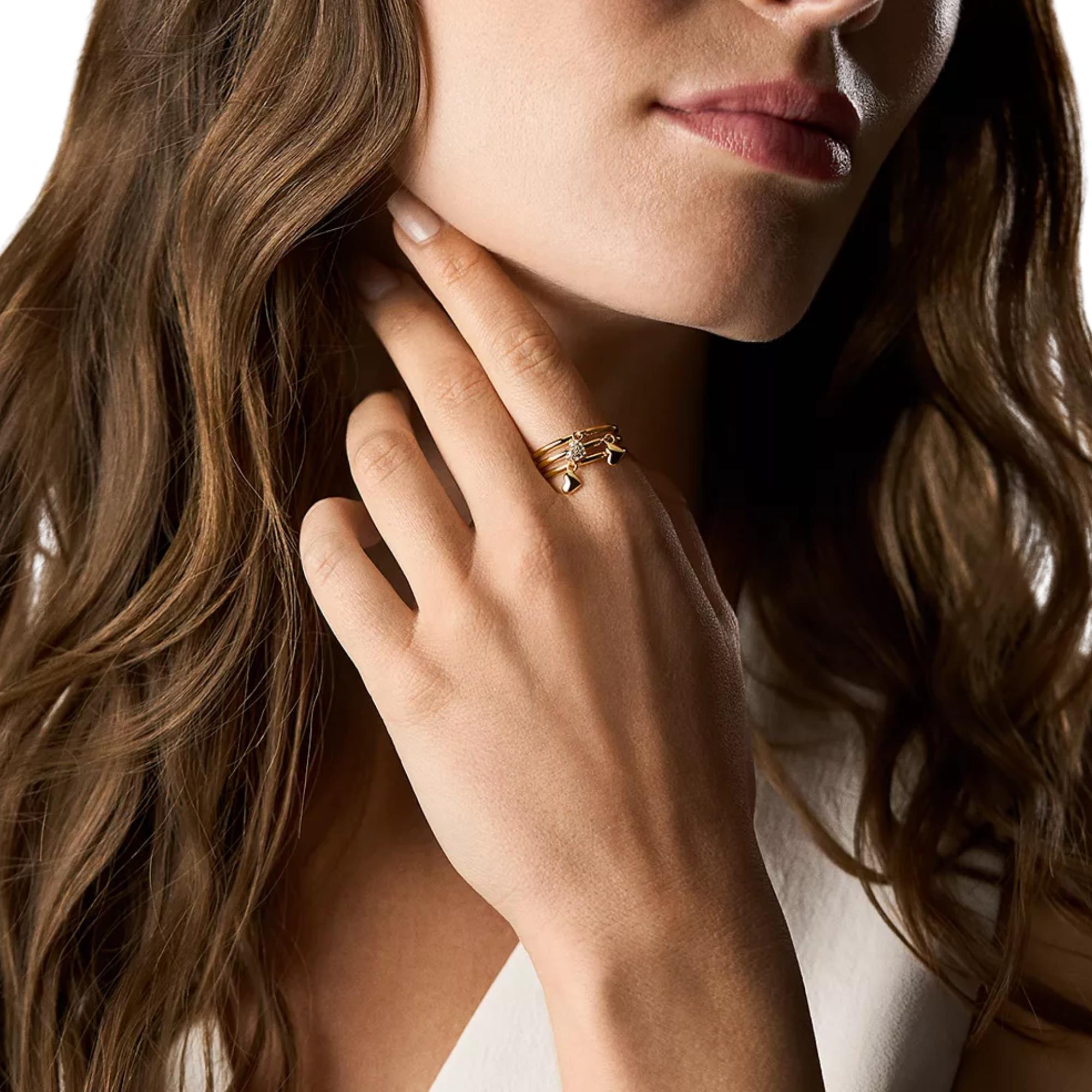 Fossil Sutton Heartbeat Gold-Tone Brass Prestack Women's Ring JA7304710