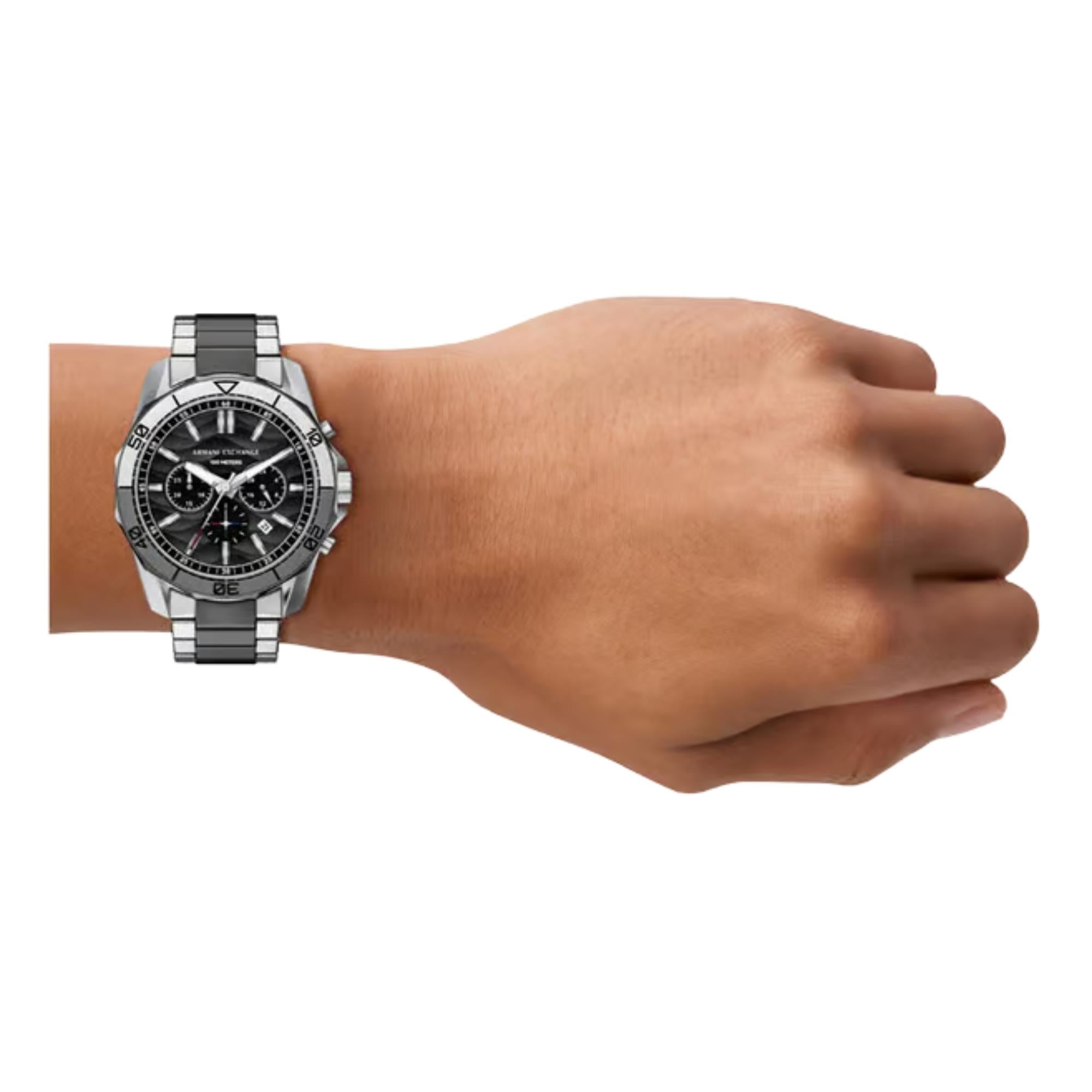 Armani Exchange Spencer Chronograph Black Dial Steel Strap Men's Watch AX1973