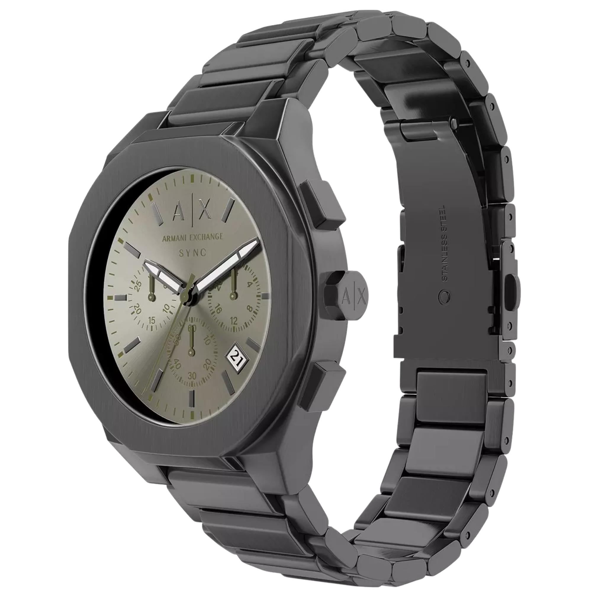 Armani Exchange Sync Chronograph Grey Dial Gunmetal Steel Strap Men's Watch AX4296