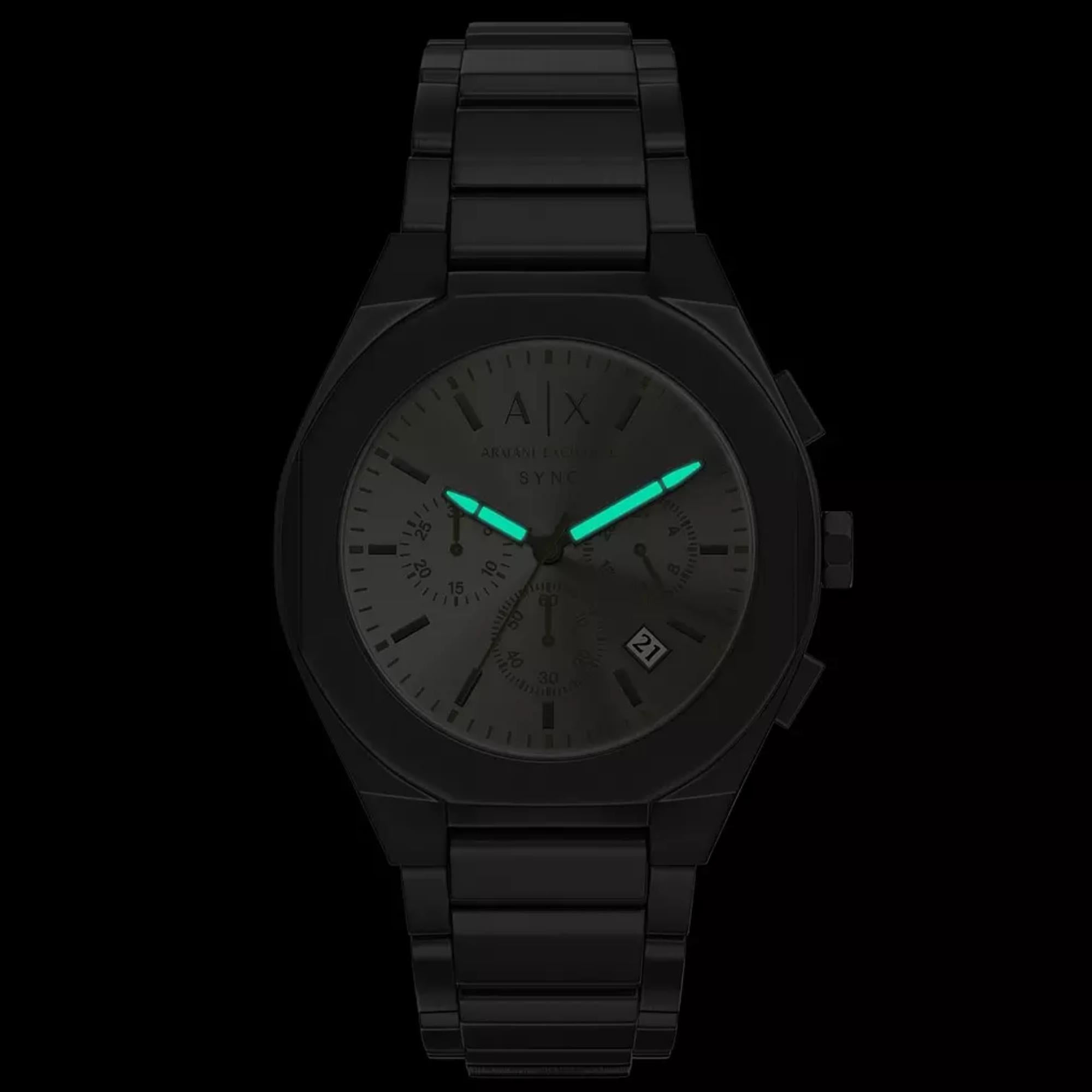 Armani Exchange Sync Chronograph Grey Dial Gunmetal Steel Strap Men's Watch AX4296