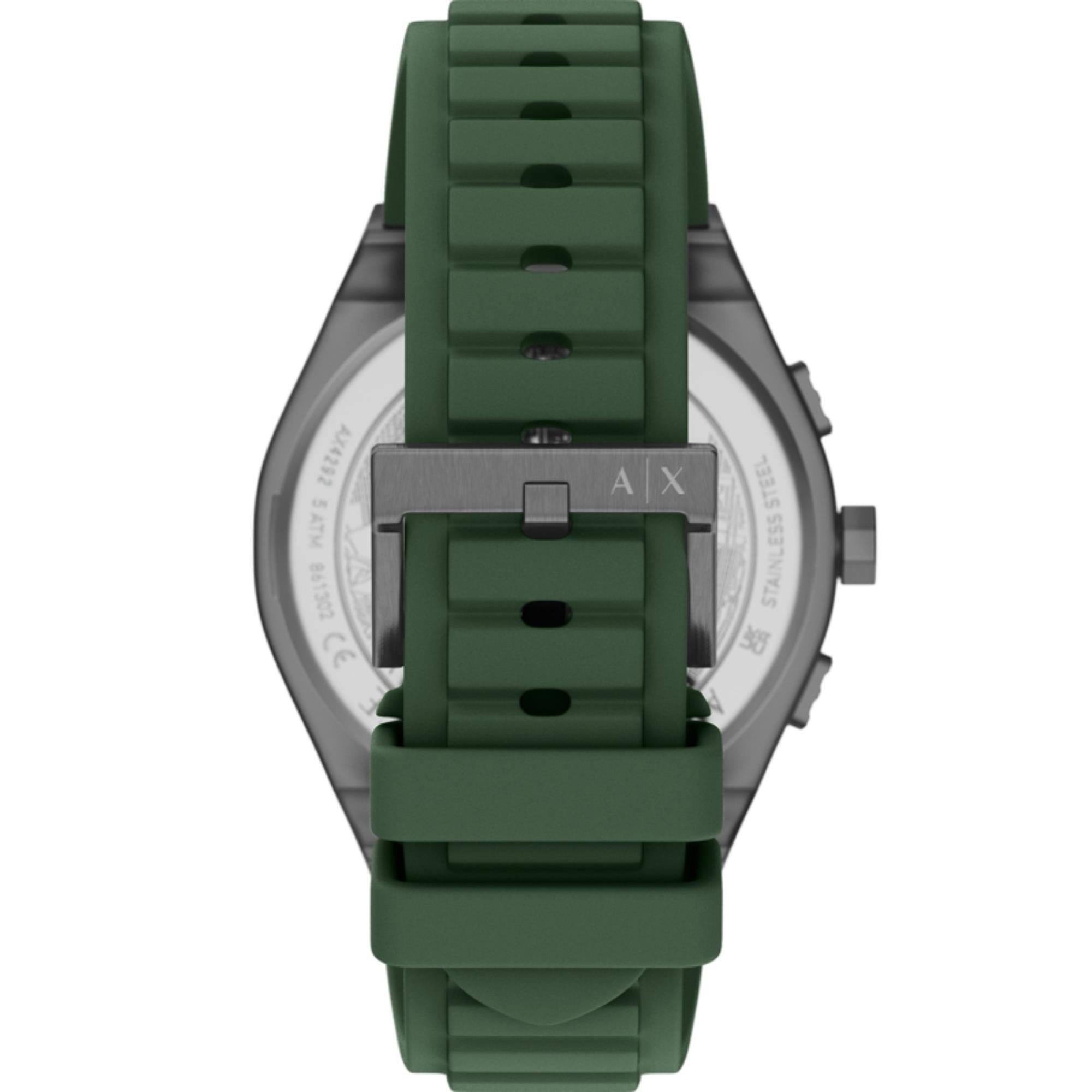 Armani Exchange Sync Chronograph Green Dial Silicone Strap Men's Watch AX4292