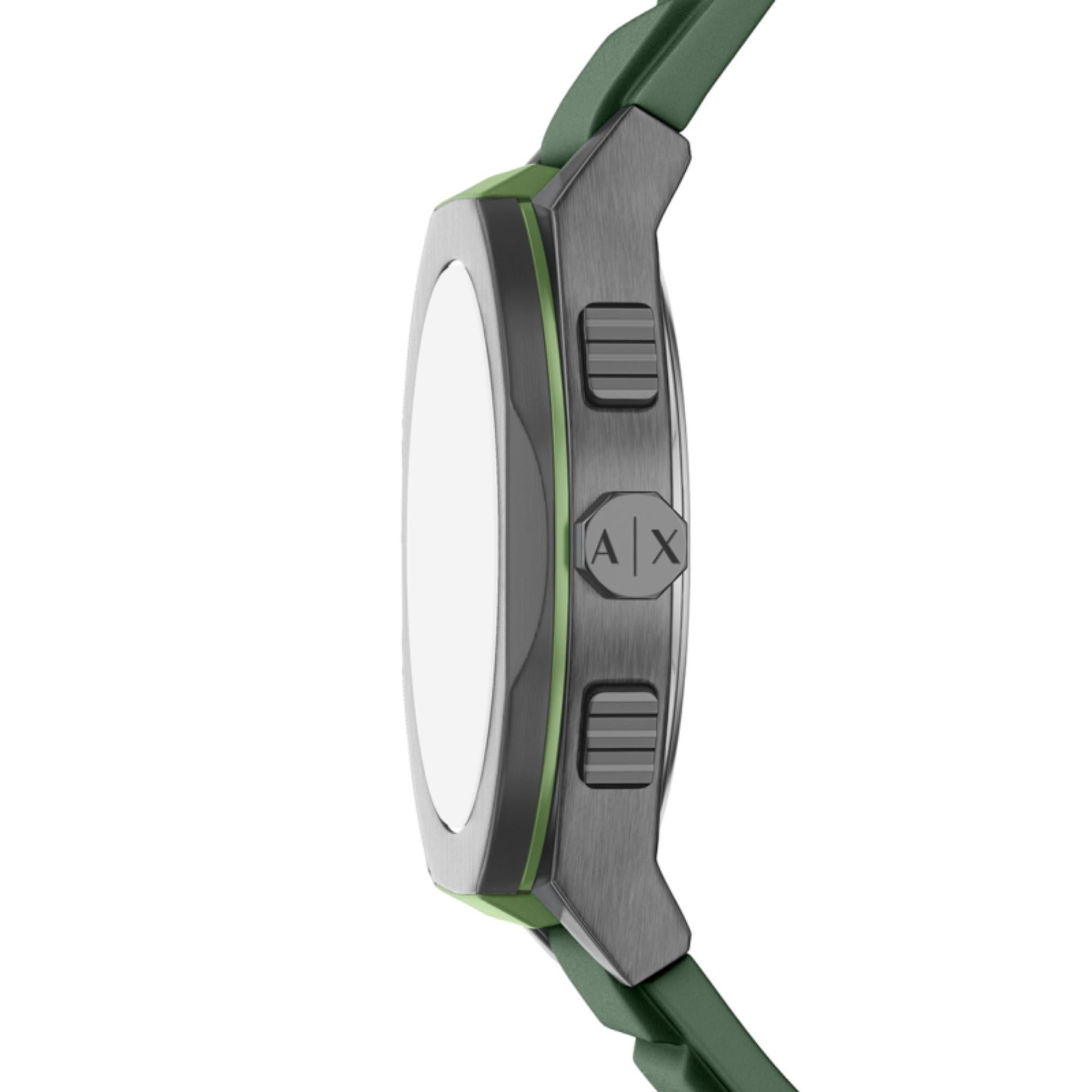 Armani Exchange Sync Chronograph Green Dial Silicone Strap Men's Watch AX4292